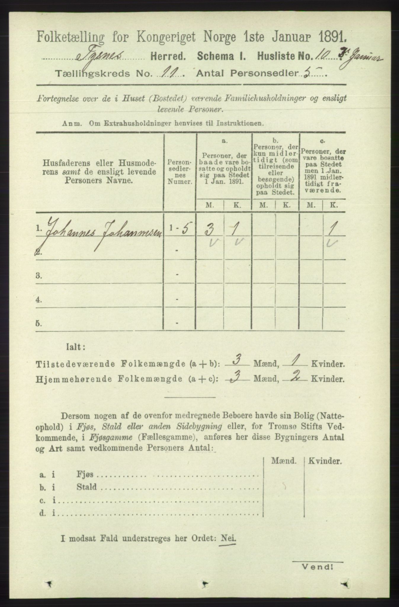 RA, 1891 census for 1223 Tysnes, 1891, p. 5314