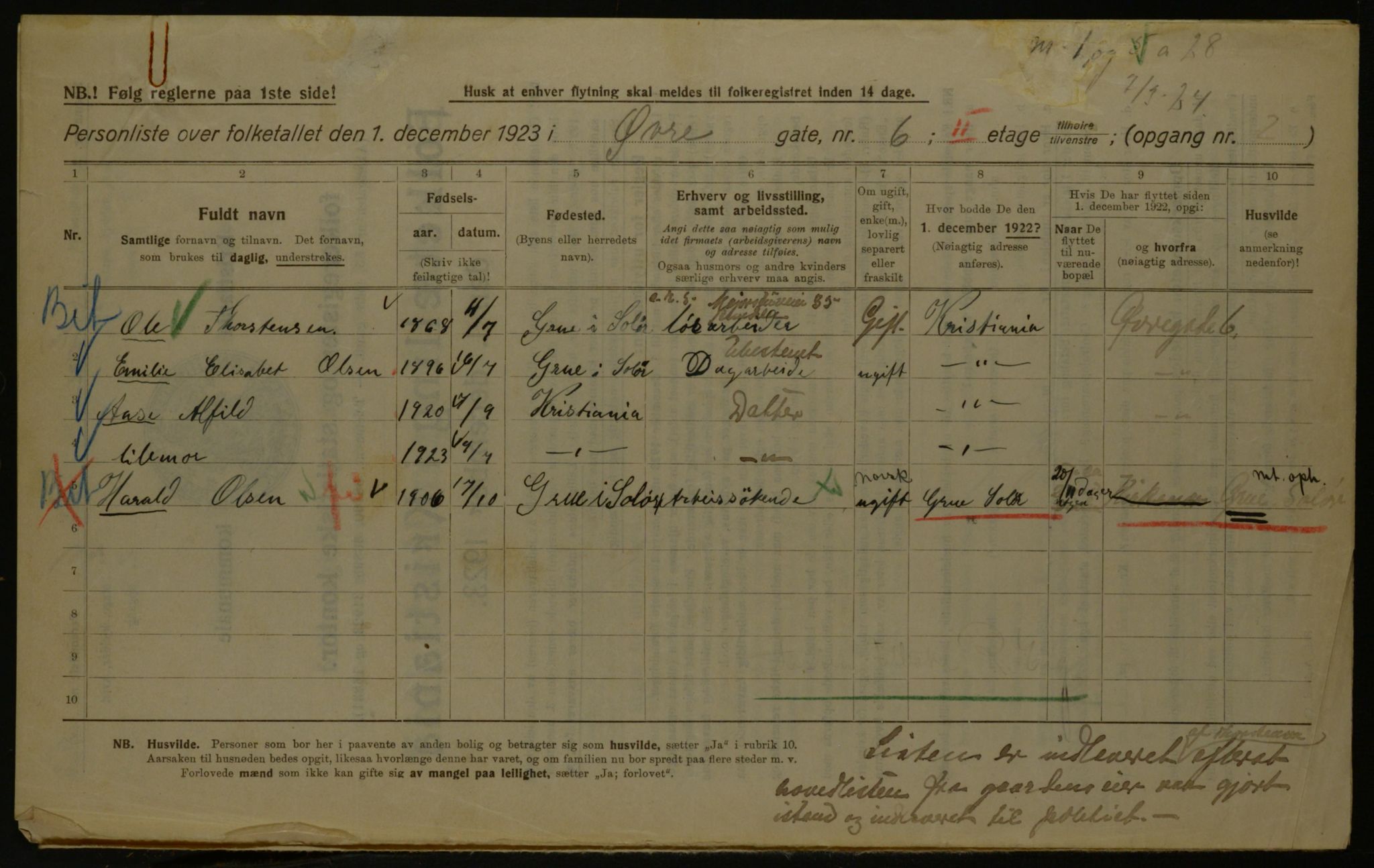 OBA, Municipal Census 1923 for Kristiania, 1923, p. 143119