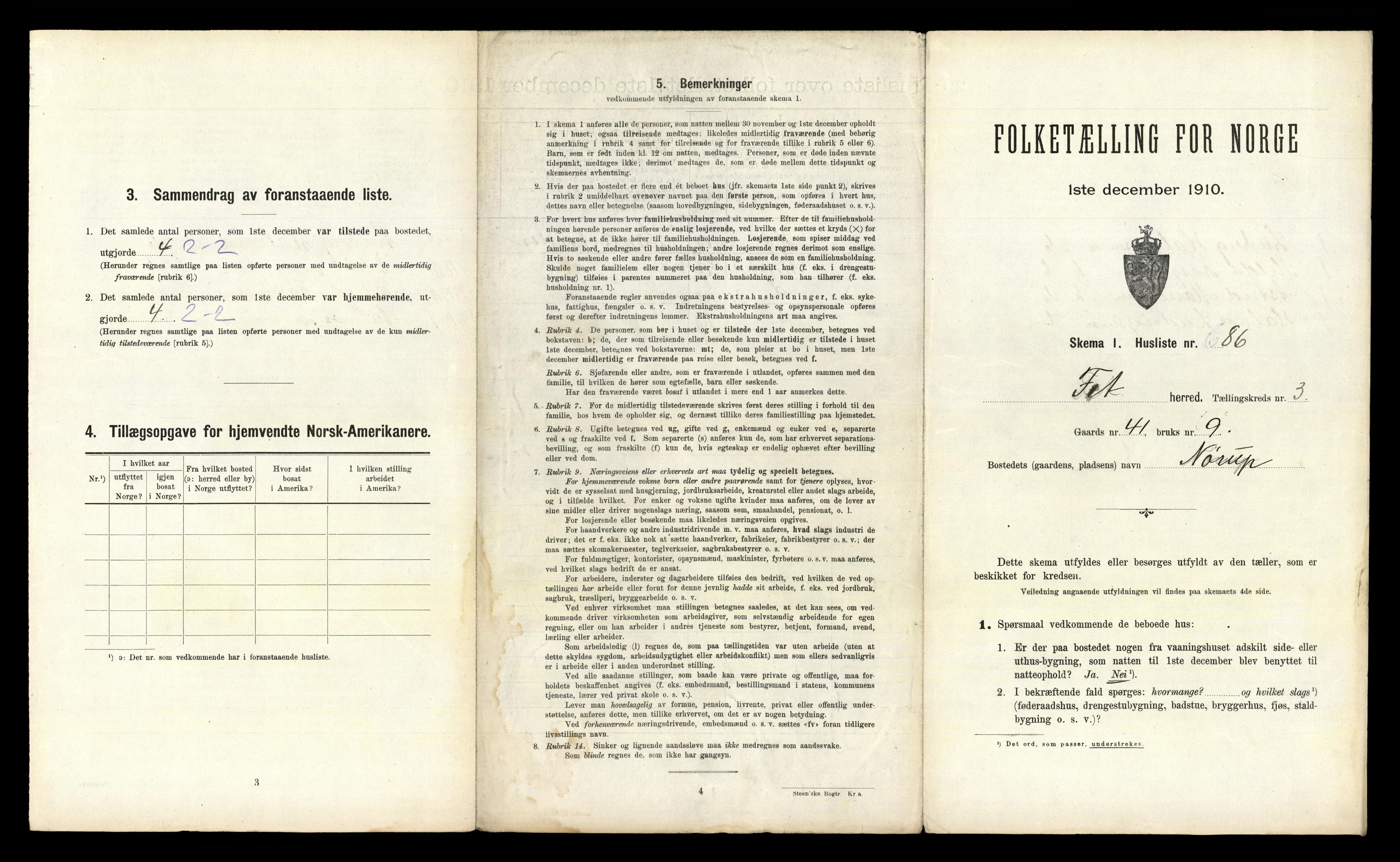 RA, 1910 census for Fet, 1910, p. 579