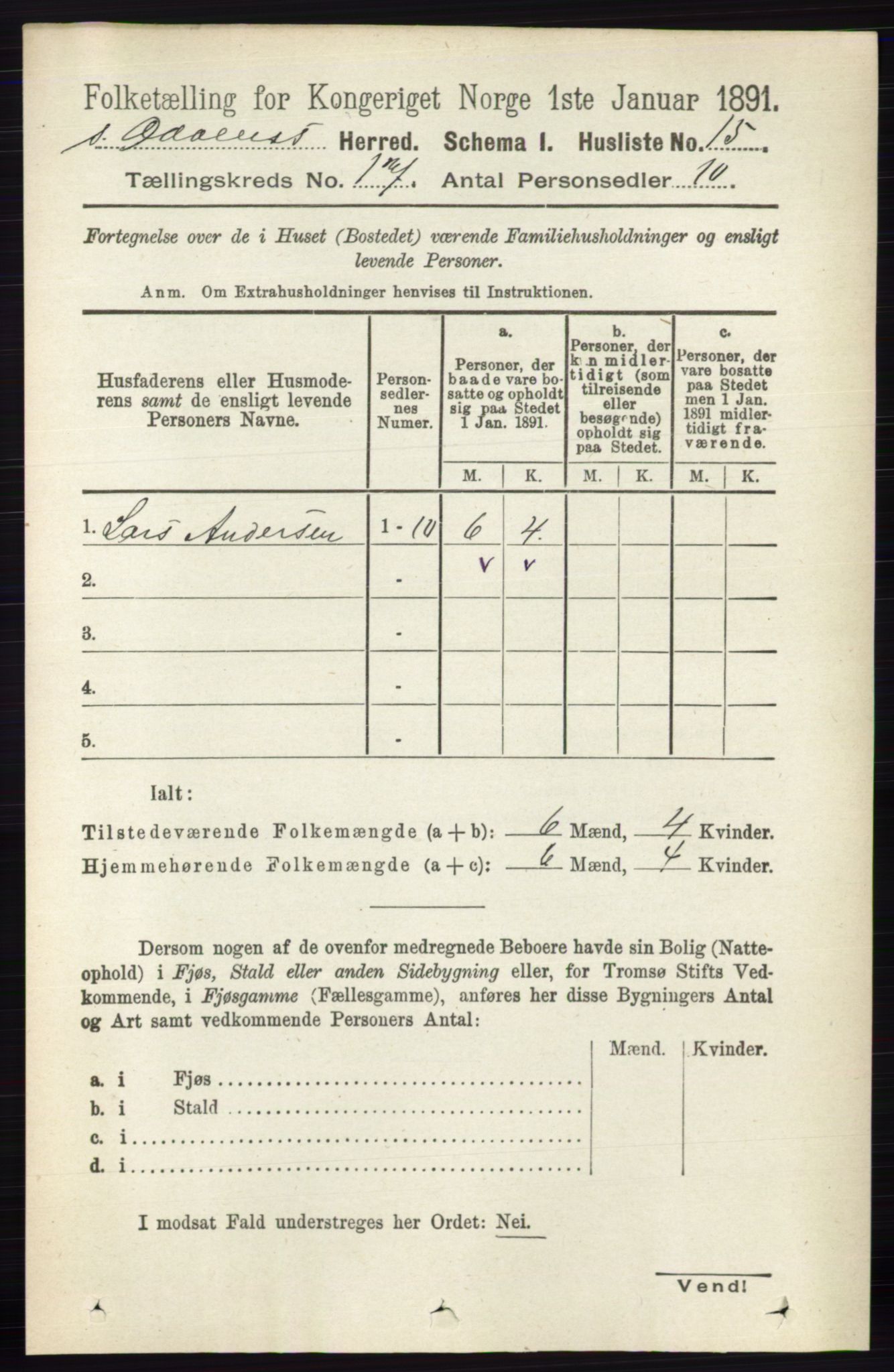 RA, 1891 census for 0419 Sør-Odal, 1891, p. 7795