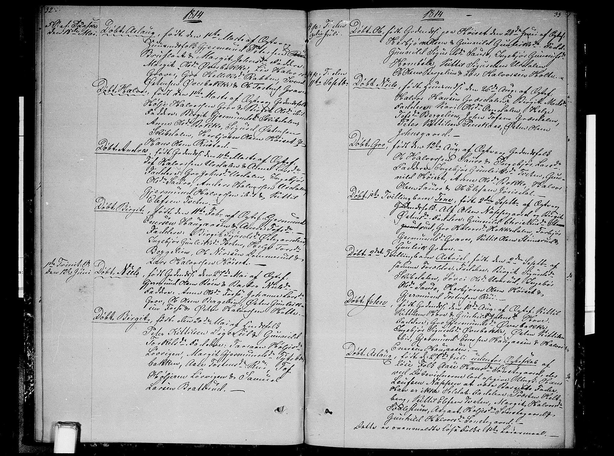 Gransherad kirkebøker, SAKO/A-267/F/Fb/L0001: Parish register (official) no. II 1, 1800-1814, p. 32-33