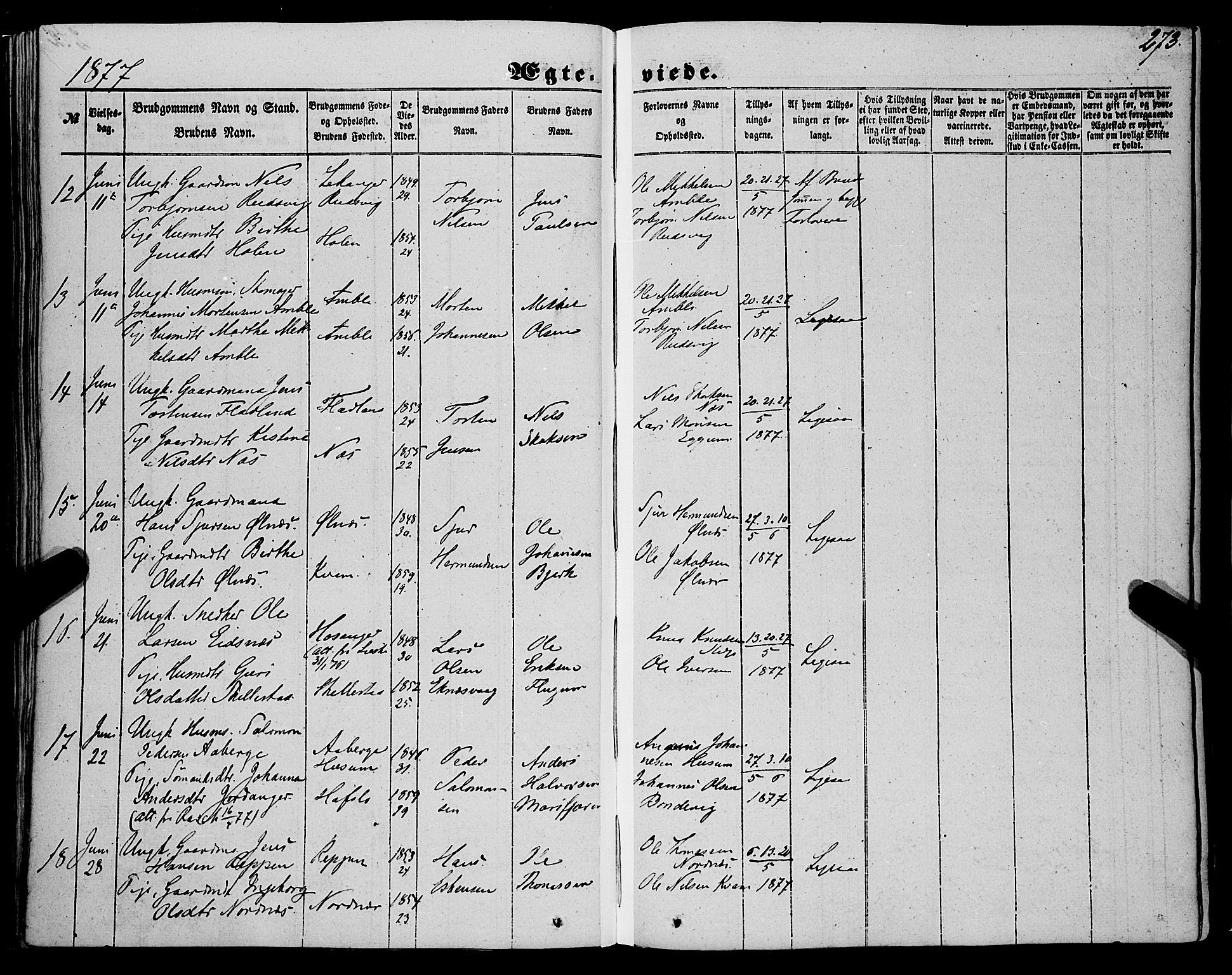 Sogndal sokneprestembete, AV/SAB-A-81301/H/Haa/Haaa/L0012II: Parish register (official) no. A 12II, 1847-1877, p. 273