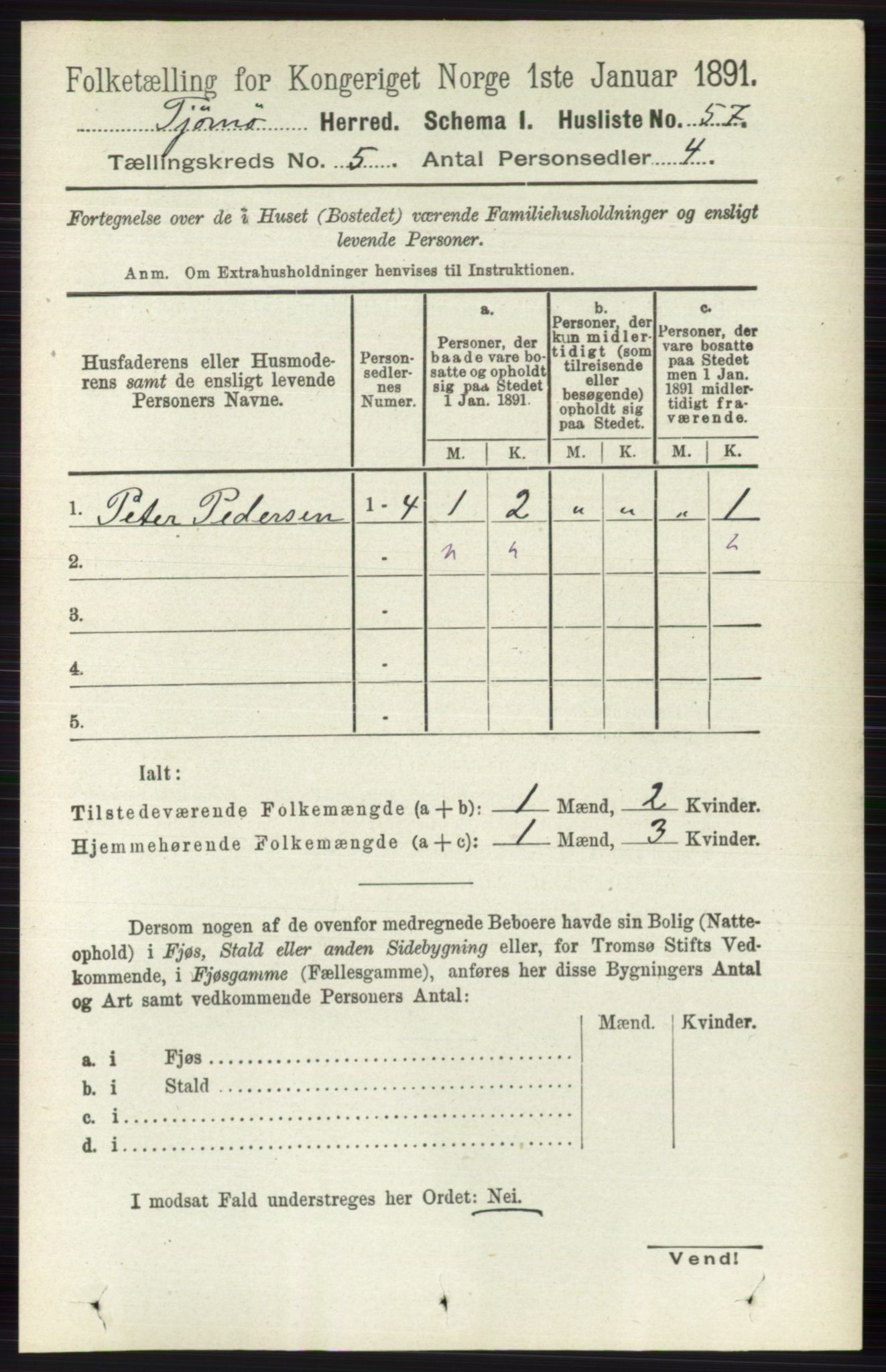 RA, 1891 census for 0723 Tjøme, 1891, p. 1657