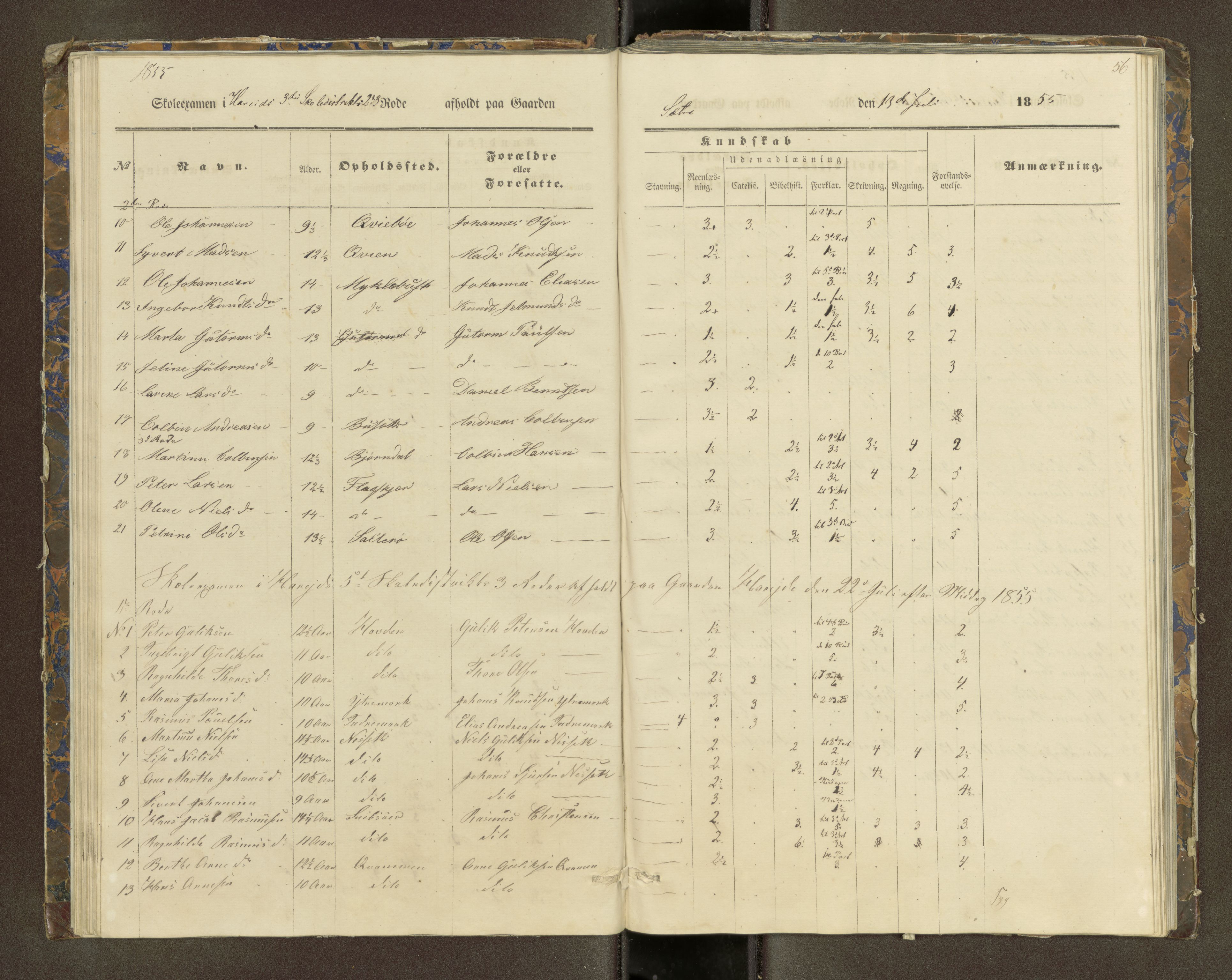 Ulstein sokneprestkontor, SAT/A-1005/1/III/III2/III2f/L0001: Skoleeksamensprotokoll, 1850-1861, p. 56