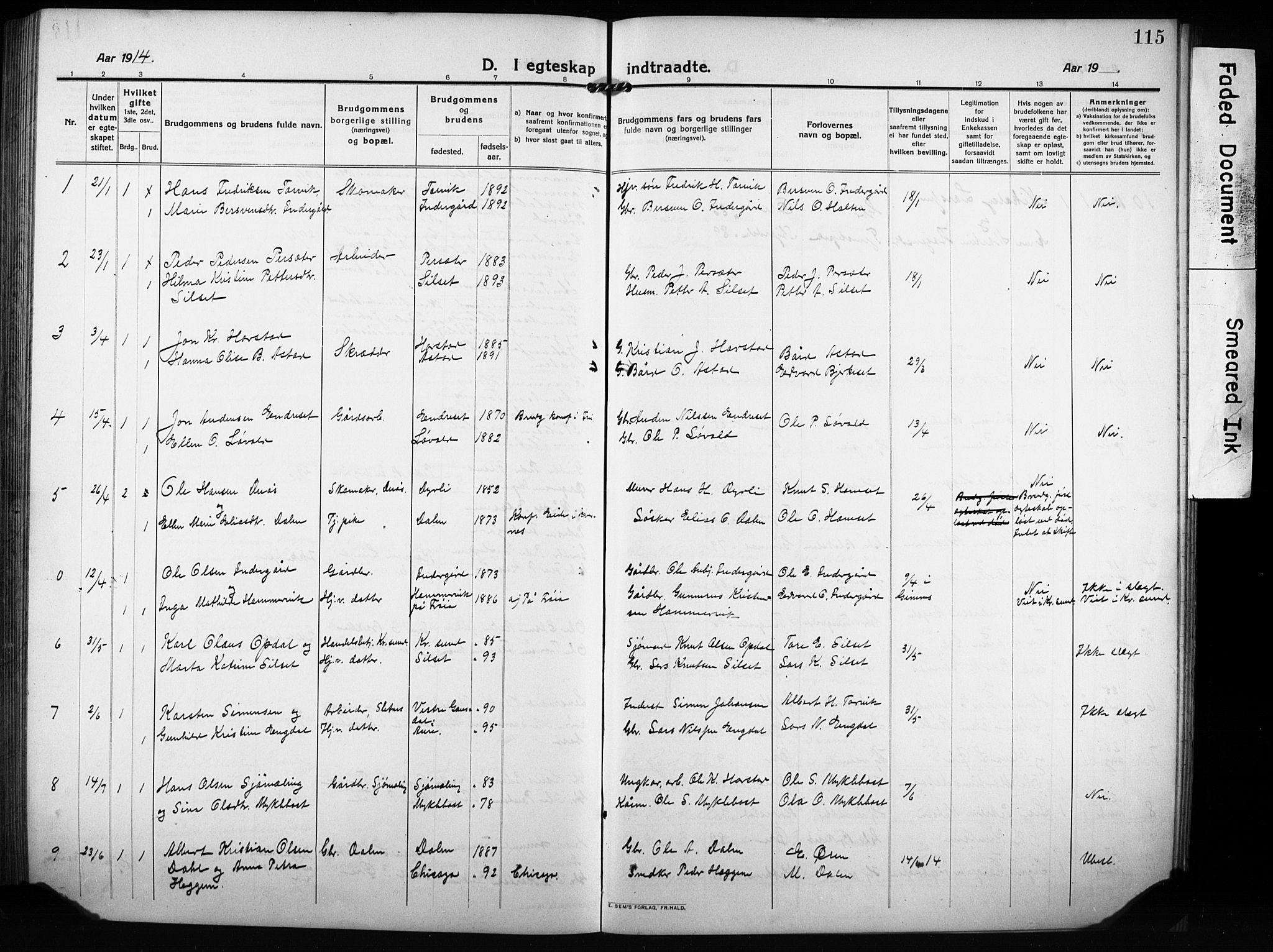 Ministerialprotokoller, klokkerbøker og fødselsregistre - Møre og Romsdal, AV/SAT-A-1454/584/L0970: Parish register (copy) no. 584C03, 1912-1932, p. 115