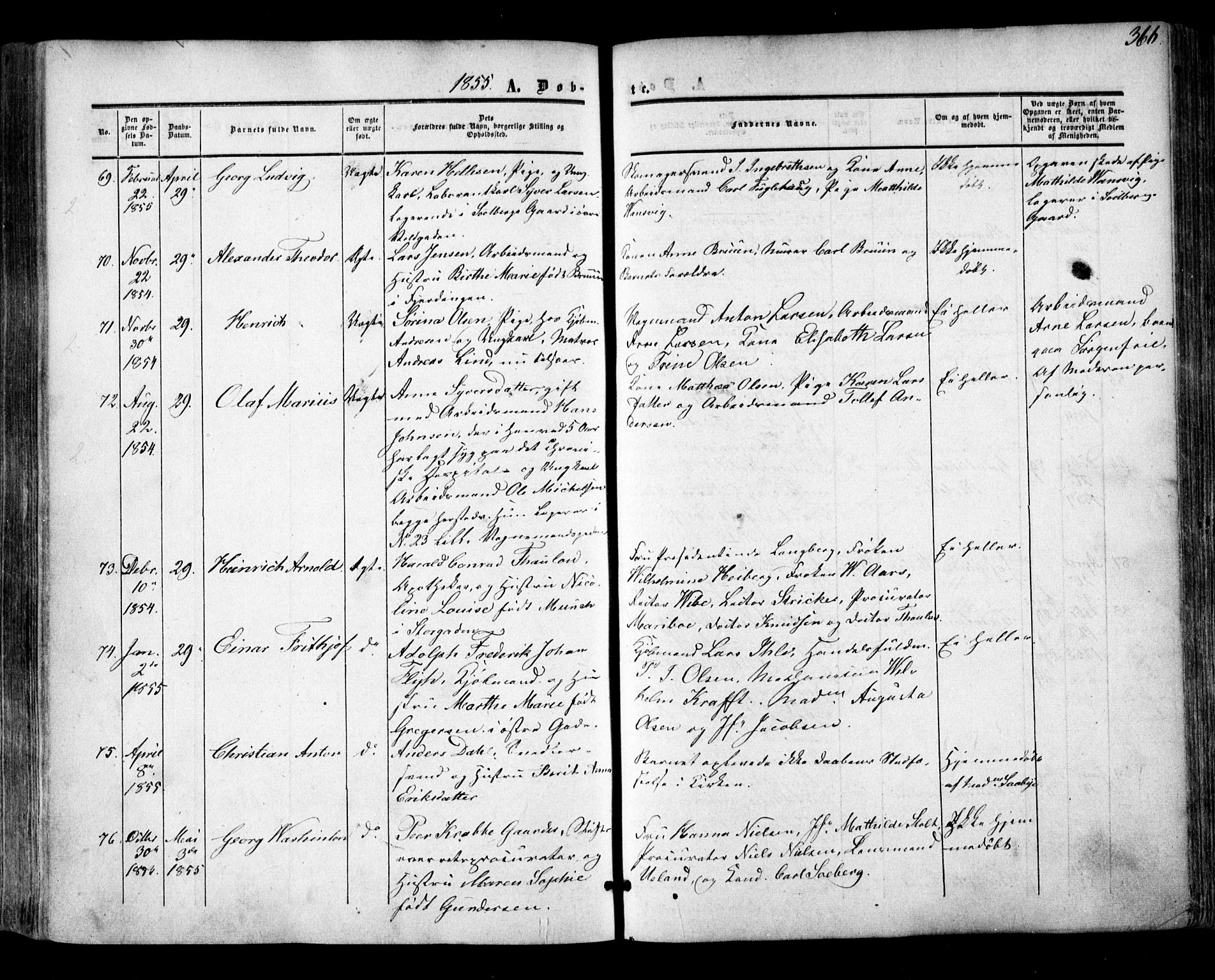 Oslo domkirke Kirkebøker, SAO/A-10752/F/Fa/L0014: Parish register (official) no. 14, 1850-1857, p. 366