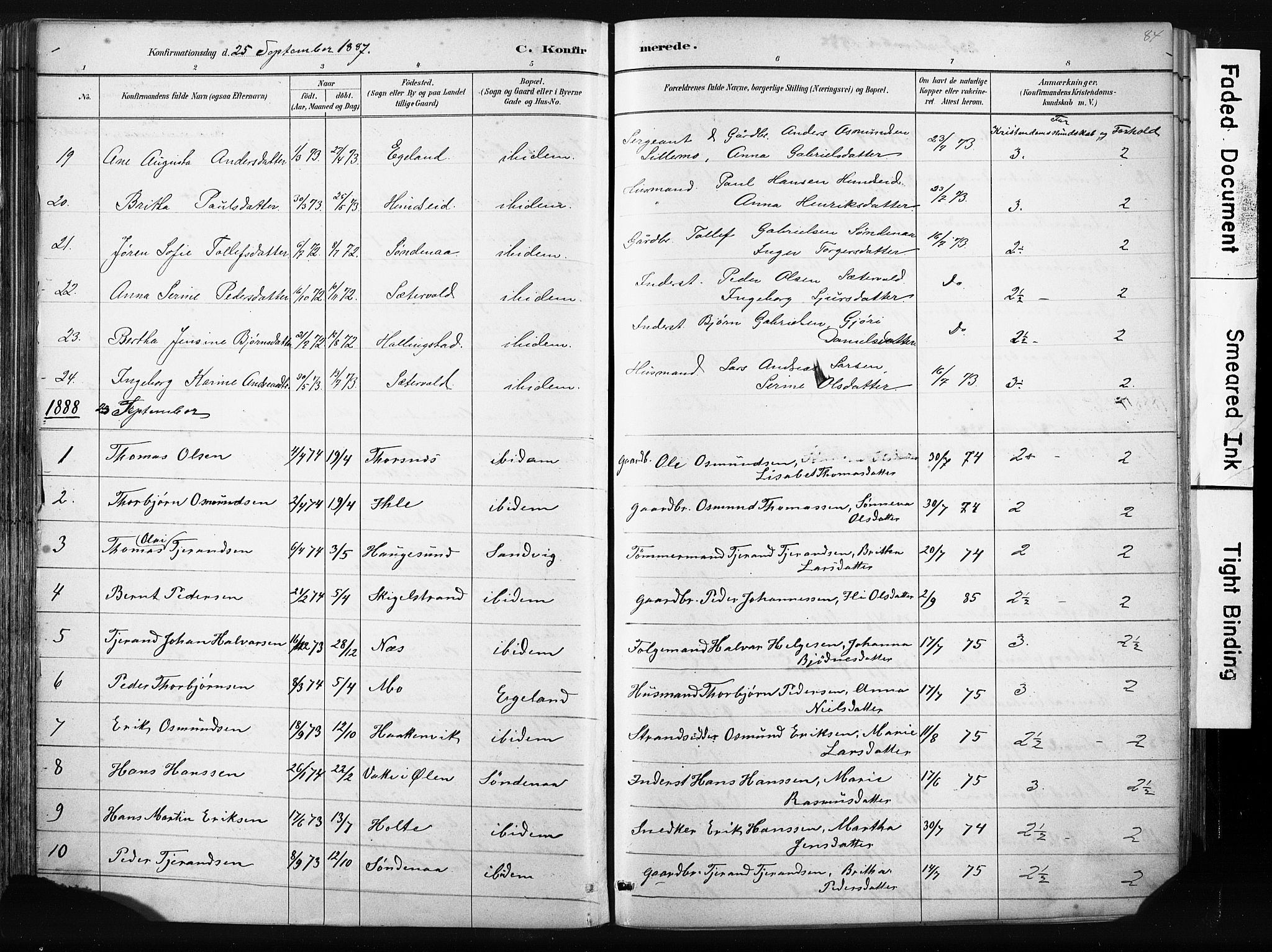 Vikedal sokneprestkontor, AV/SAST-A-101840/01/IV: Parish register (official) no. A 10, 1884-1907, p. 84
