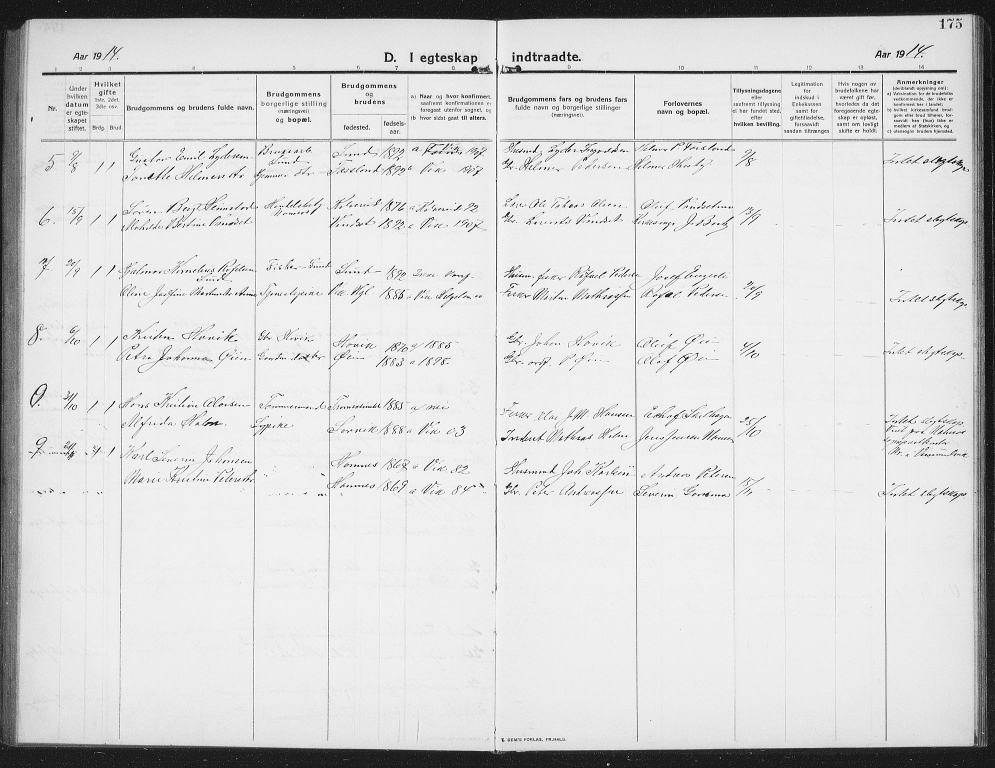 Ministerialprotokoller, klokkerbøker og fødselsregistre - Nord-Trøndelag, SAT/A-1458/774/L0630: Parish register (copy) no. 774C01, 1910-1934, p. 175
