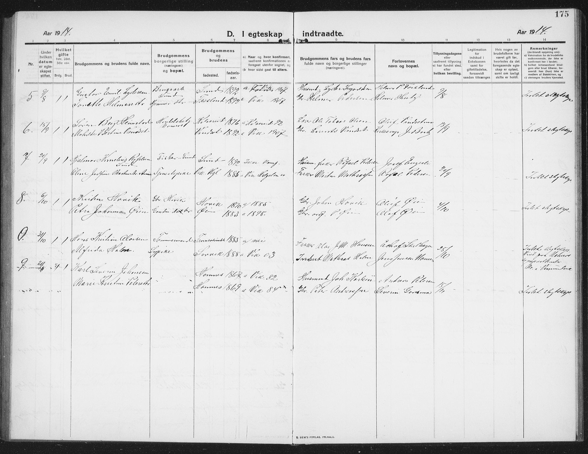 Ministerialprotokoller, klokkerbøker og fødselsregistre - Nord-Trøndelag, AV/SAT-A-1458/774/L0630: Parish register (copy) no. 774C01, 1910-1934, p. 175