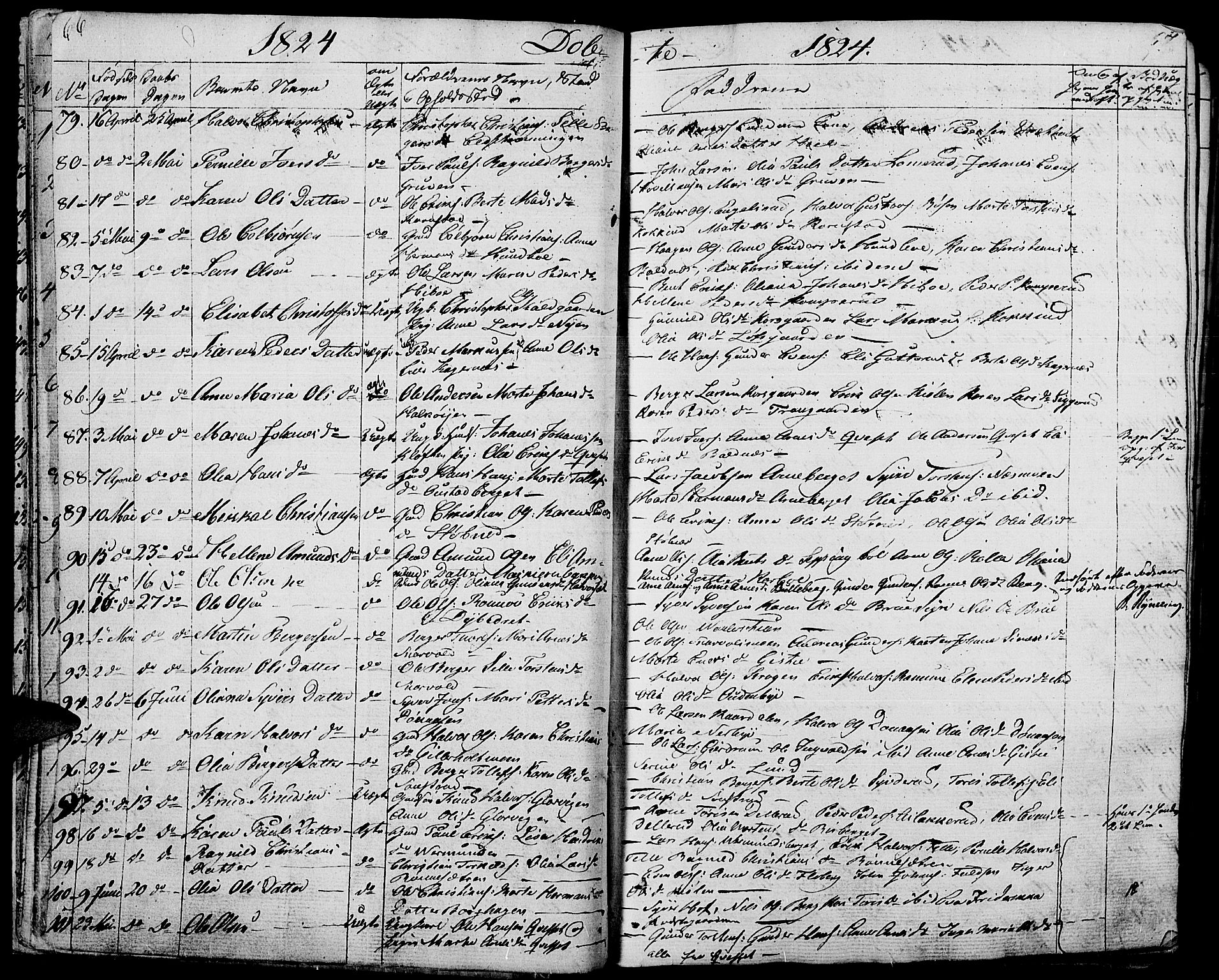 Hof prestekontor, SAH/PREST-038/H/Ha/Haa/L0006: Parish register (official) no. 6, 1822-1841, p. 66-67