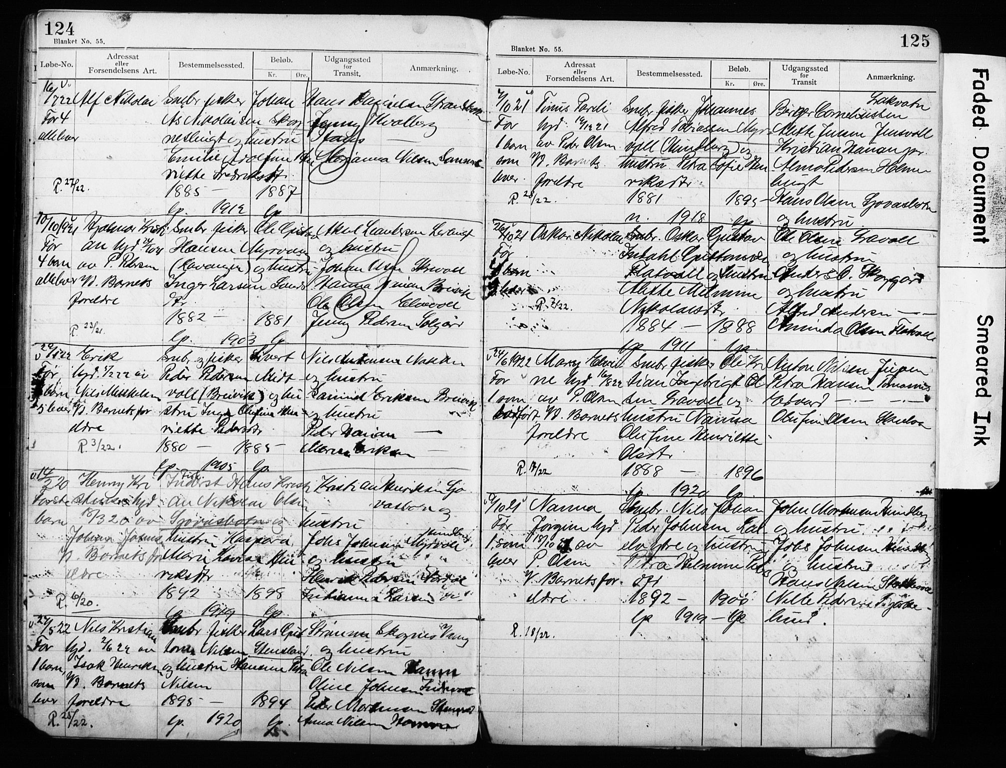 Lyngen sokneprestembete, AV/SATØ-S-1289/H/Ha/L0052/0002: Baptism register no. 52.2, 1915-1928, p. 124-125