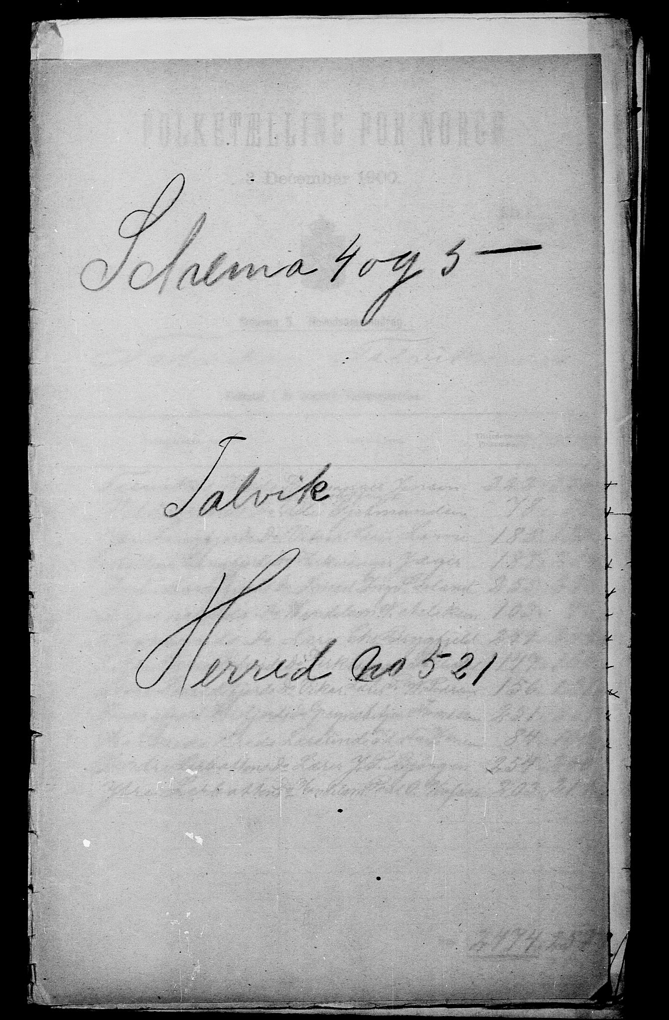 SATØ, 1900 census for Talvik, 1900, p. 1