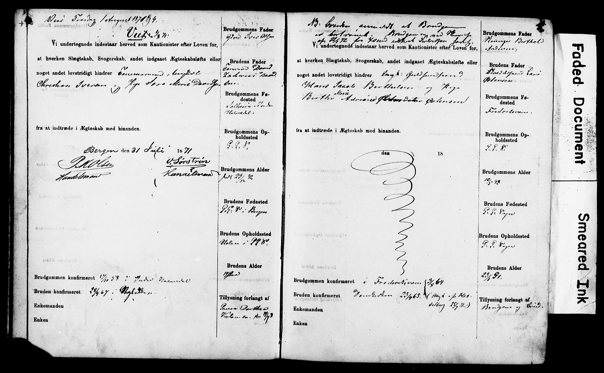 Korskirken sokneprestembete, AV/SAB-A-76101: Best man's statements no. II.5.4, 1871-1878, p. 5