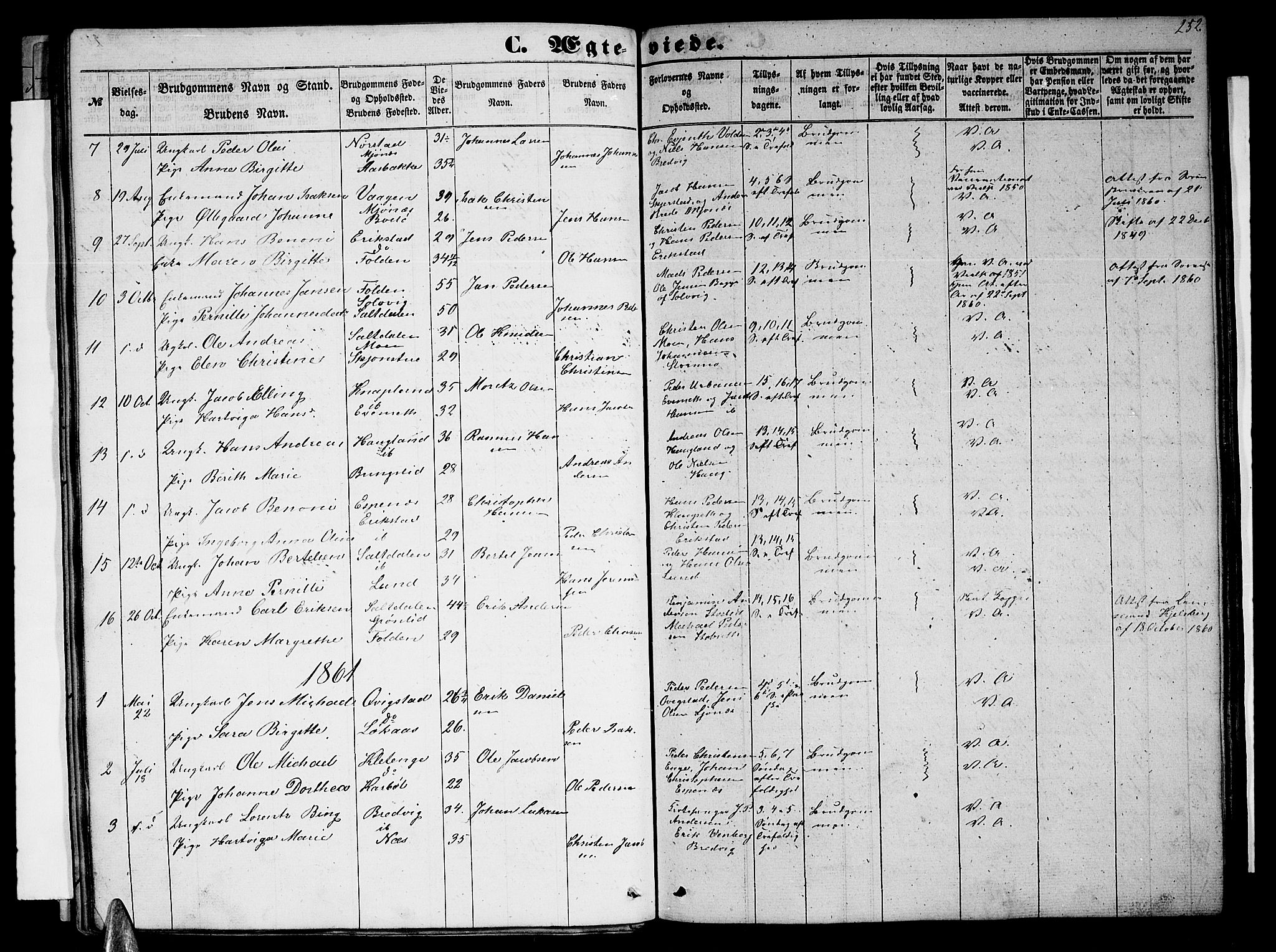 Ministerialprotokoller, klokkerbøker og fødselsregistre - Nordland, AV/SAT-A-1459/852/L0753: Parish register (copy) no. 852C04, 1856-1877, p. 252