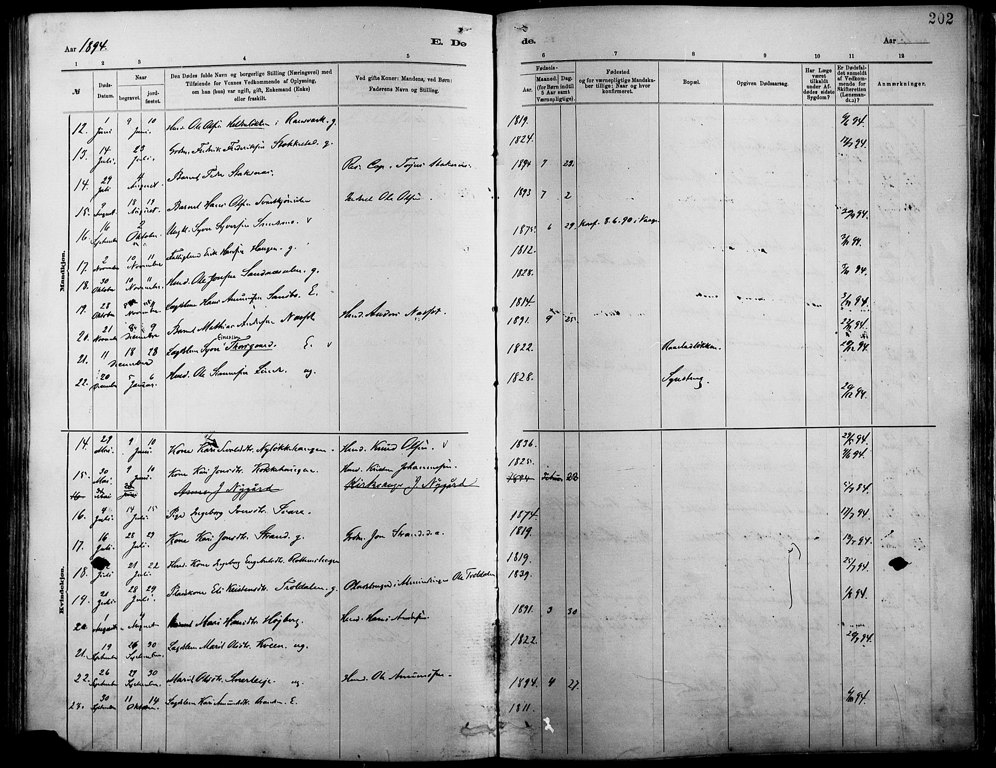 Vågå prestekontor, SAH/PREST-076/H/Ha/Haa/L0009: Parish register (official) no. 9, 1886-1904, p. 202