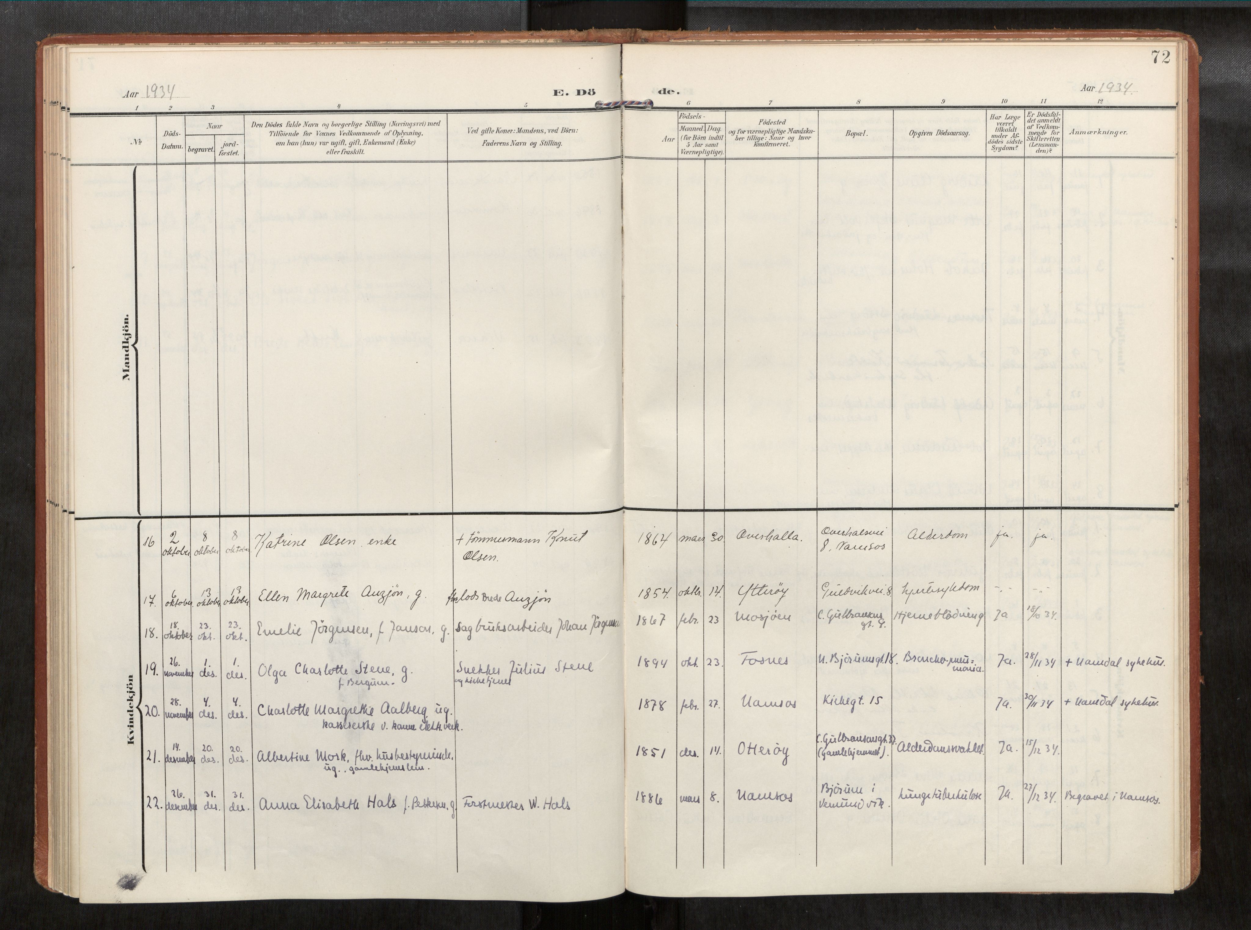 Ministerialprotokoller, klokkerbøker og fødselsregistre - Nord-Trøndelag, AV/SAT-A-1458/768/L0579b: Parish register (official) no. 768A15, 1908-1945, p. 72