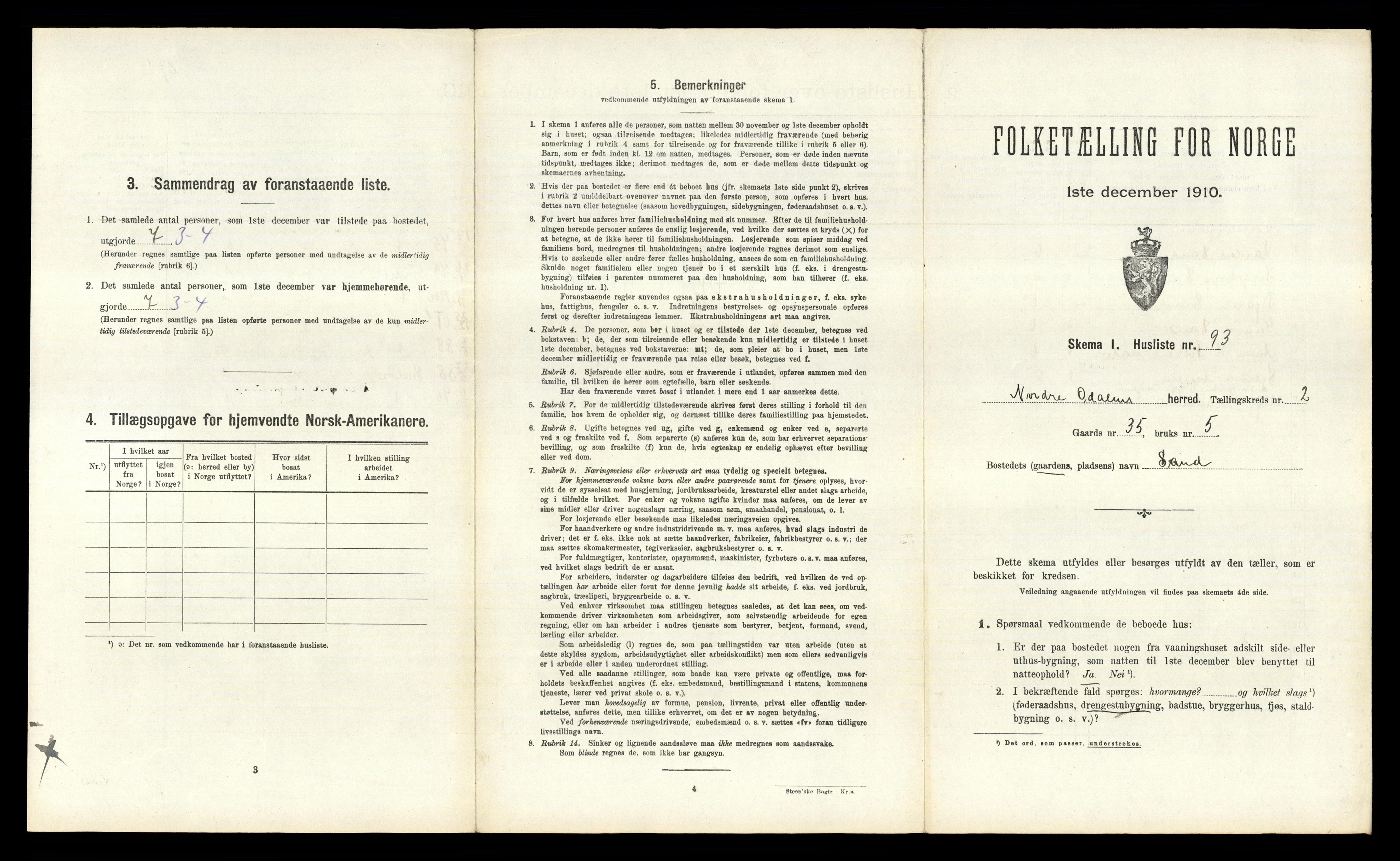 RA, 1910 census for Nord-Odal, 1910, p. 327