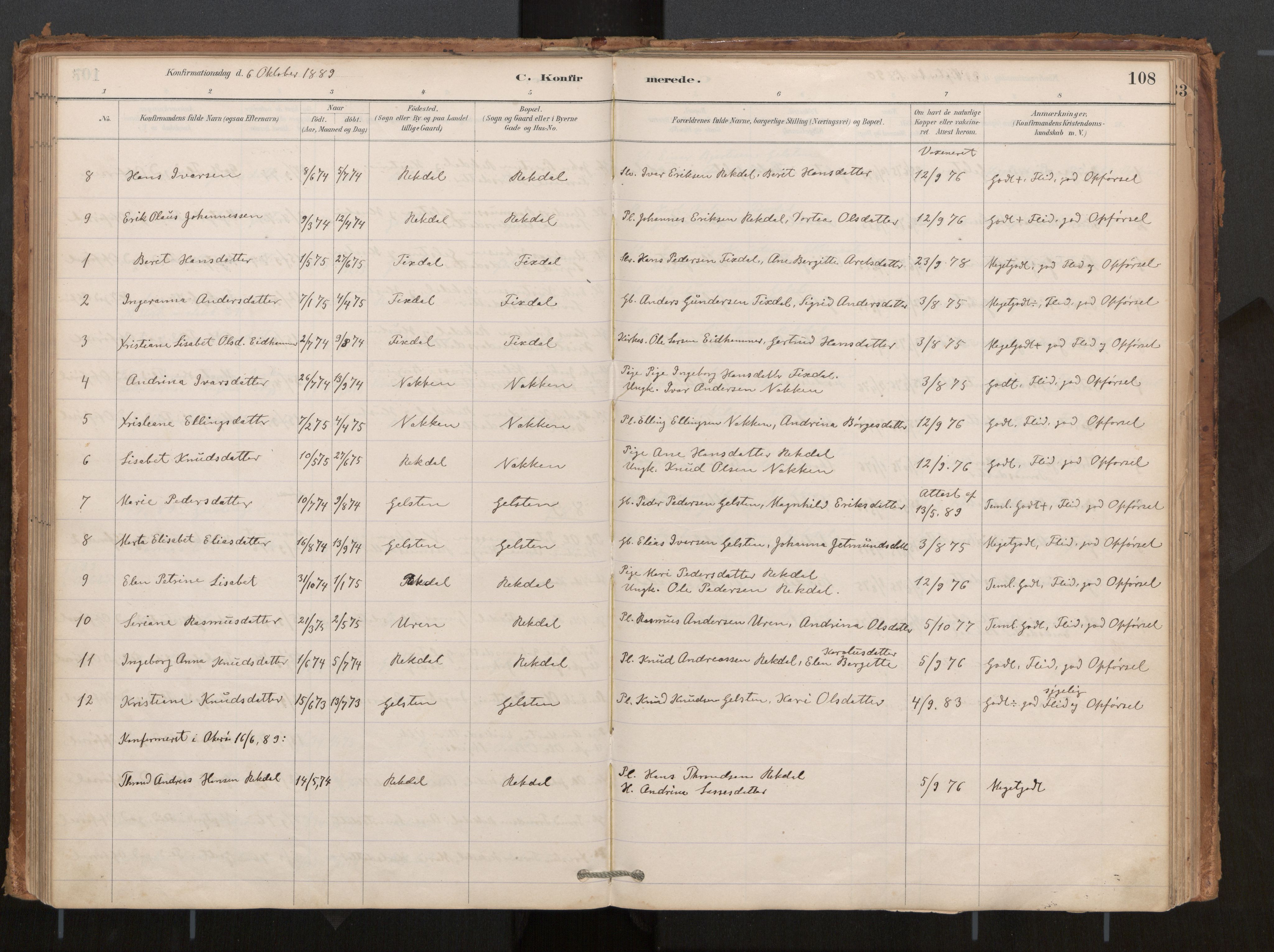 Ministerialprotokoller, klokkerbøker og fødselsregistre - Møre og Romsdal, AV/SAT-A-1454/540/L0540a: Parish register (official) no. 540A02, 1884-1908, p. 108