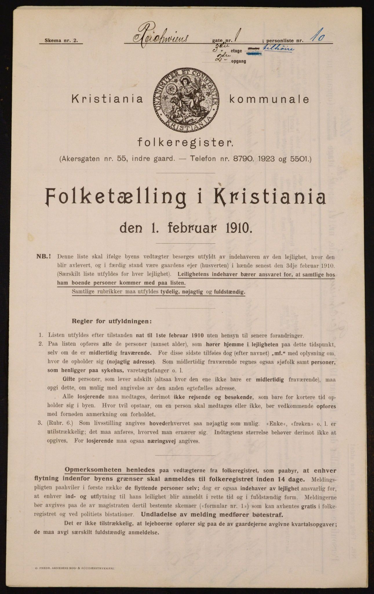 OBA, Municipal Census 1910 for Kristiania, 1910, p. 79007