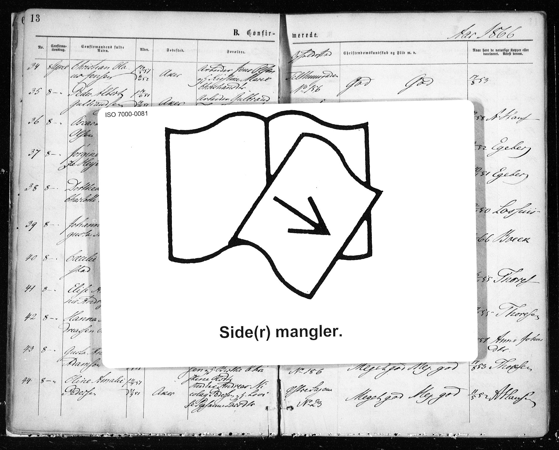 Gamle Aker prestekontor Kirkebøker, AV/SAO-A-10617a/F/L0003: Parish register (official) no. 3, 1865-1873, p. 13