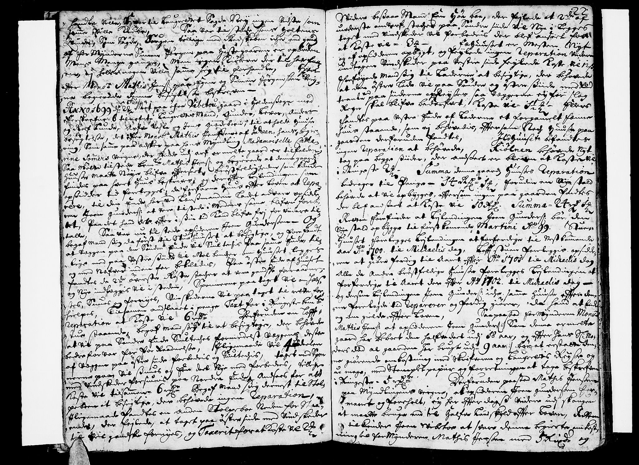 Nedre Telemark sorenskriveri, AV/SAKO-A-135/F/Fa/L0004: Tingbok, 1699-1703, p. 22