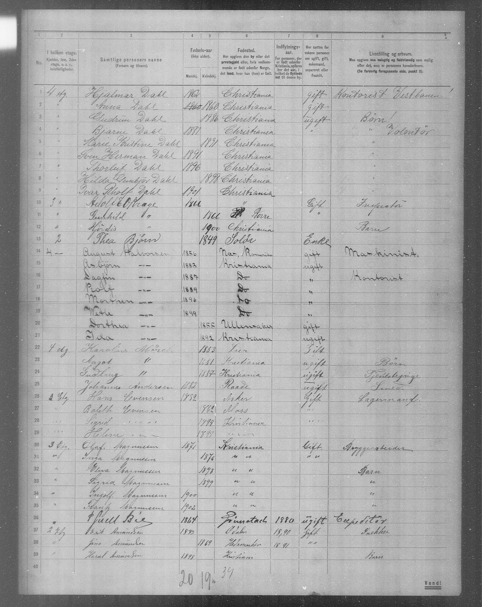 OBA, Municipal Census 1904 for Kristiania, 1904, p. 9951