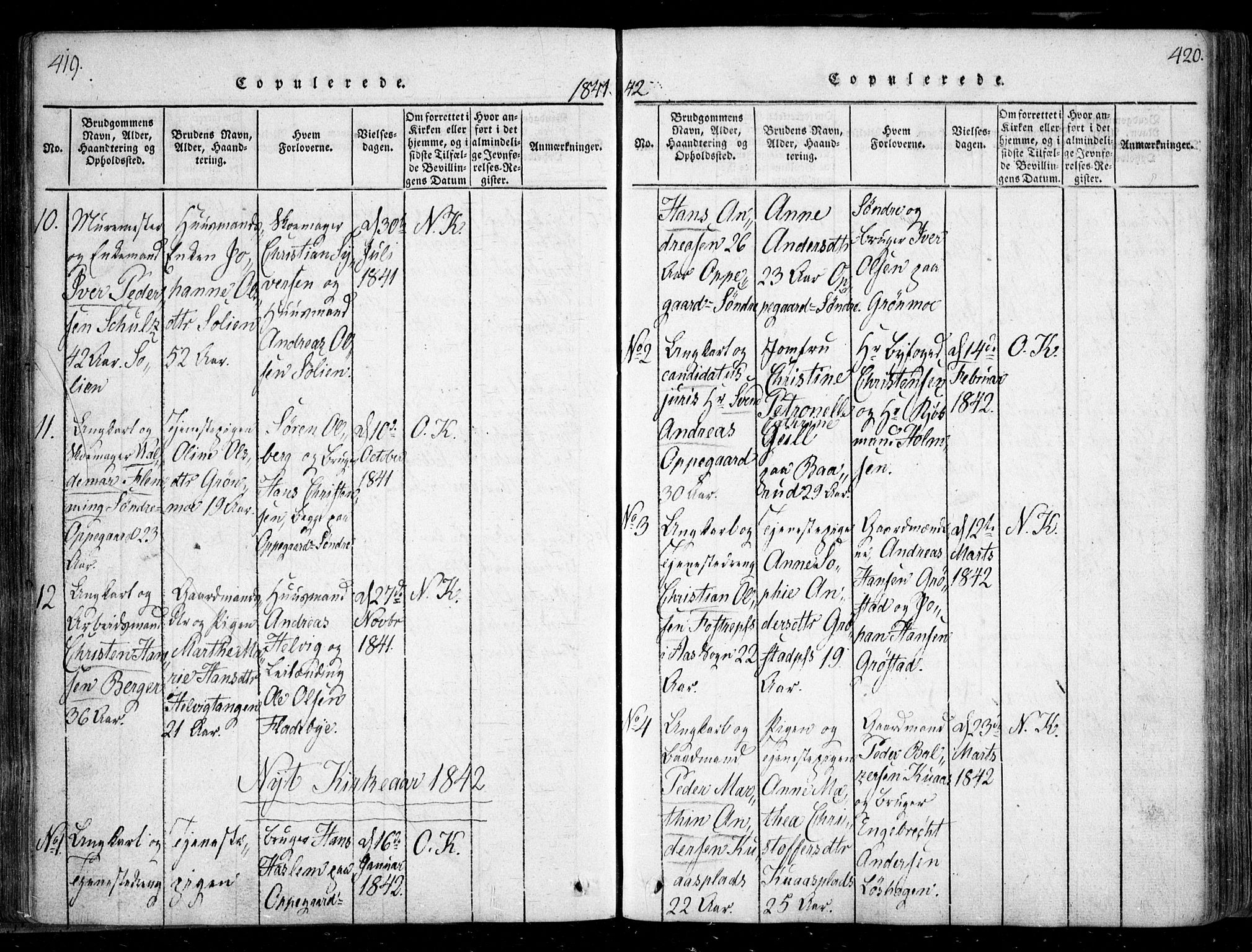 Nesodden prestekontor Kirkebøker, SAO/A-10013/F/Fa/L0006: Parish register (official) no. I 6, 1814-1847, p. 419-420