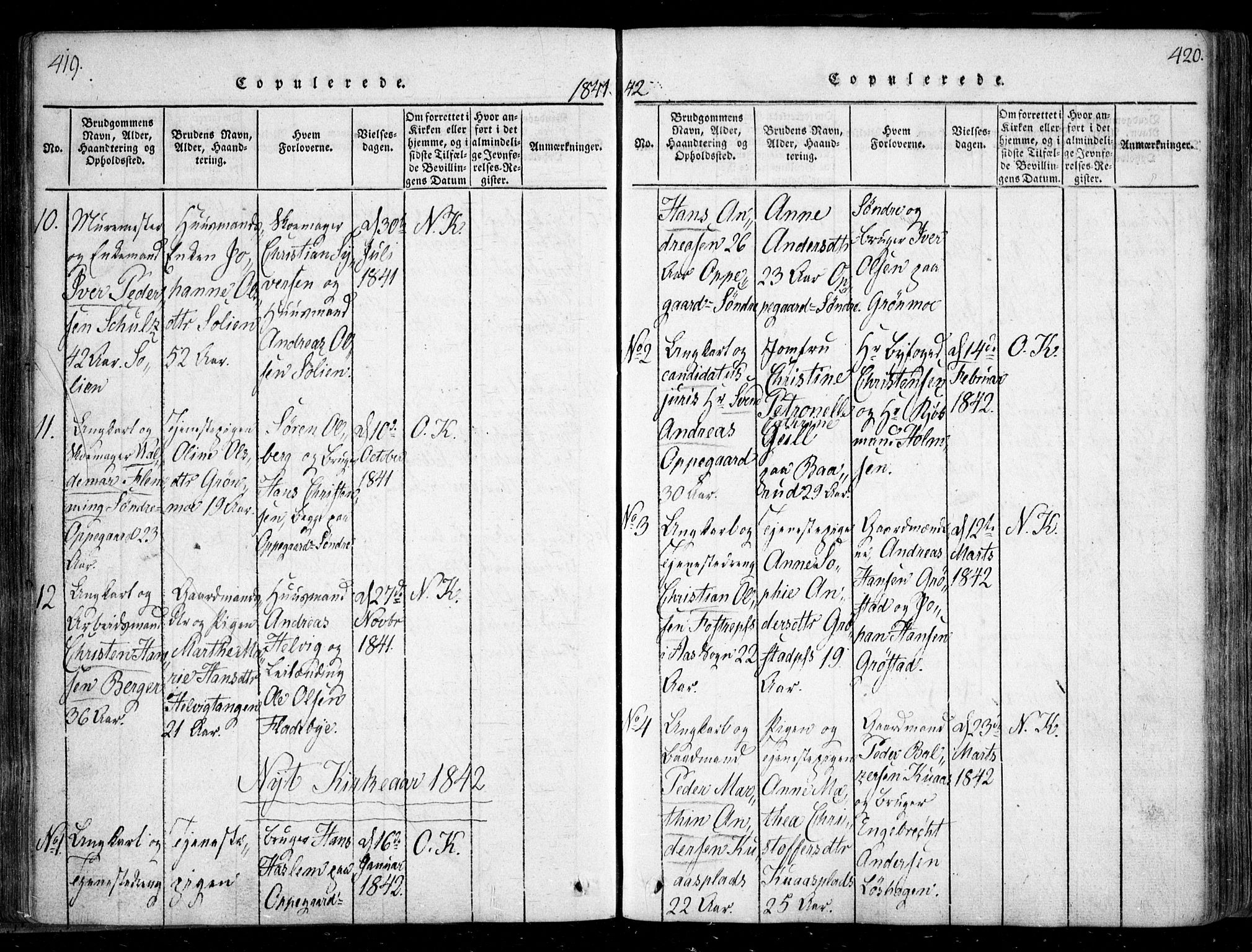 Nesodden prestekontor Kirkebøker, AV/SAO-A-10013/F/Fa/L0006: Parish register (official) no. I 6, 1814-1847, p. 419-420