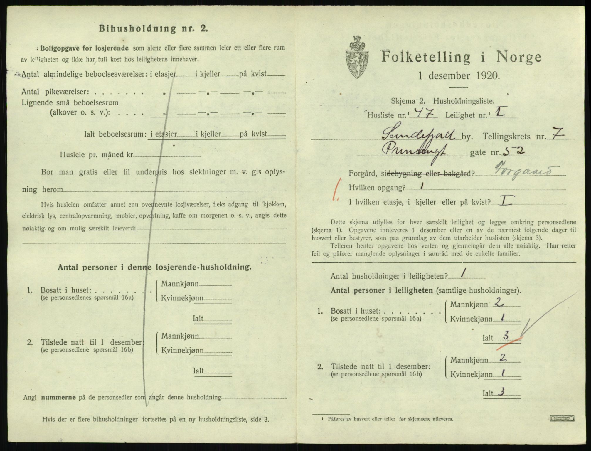 SAKO, 1920 census for Sandefjord, 1920, p. 3182