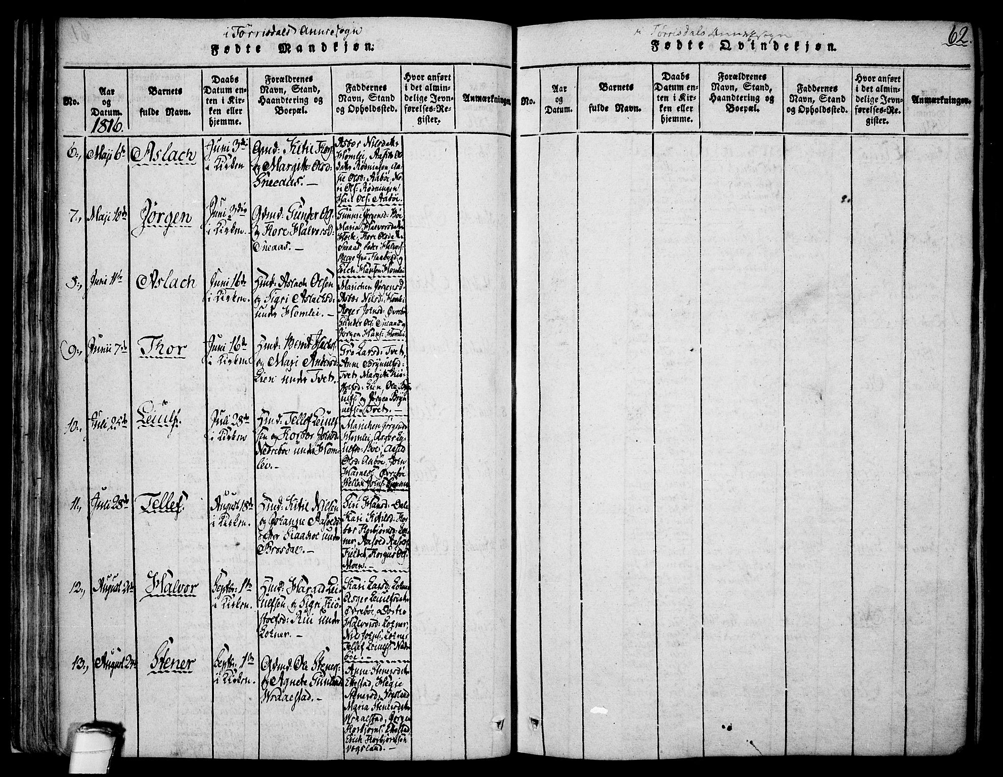 Drangedal kirkebøker, SAKO/A-258/F/Fa/L0005: Parish register (official) no. 5 /2, 1814-1831, p. 62