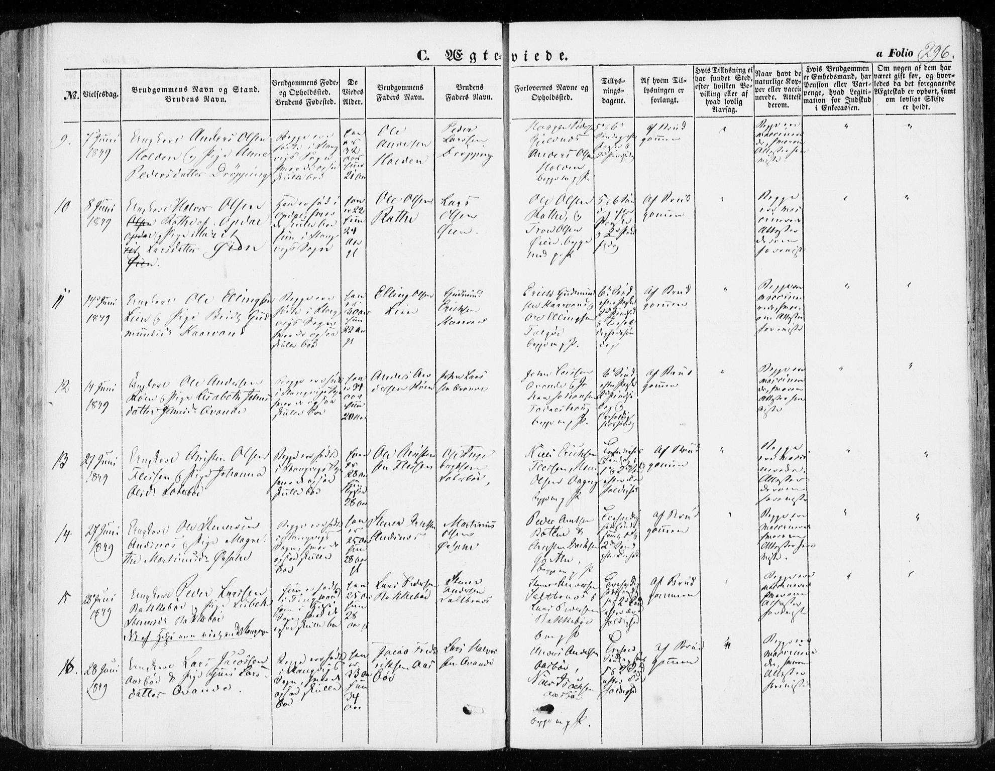 Ministerialprotokoller, klokkerbøker og fødselsregistre - Møre og Romsdal, AV/SAT-A-1454/592/L1026: Parish register (official) no. 592A04, 1849-1867, p. 296