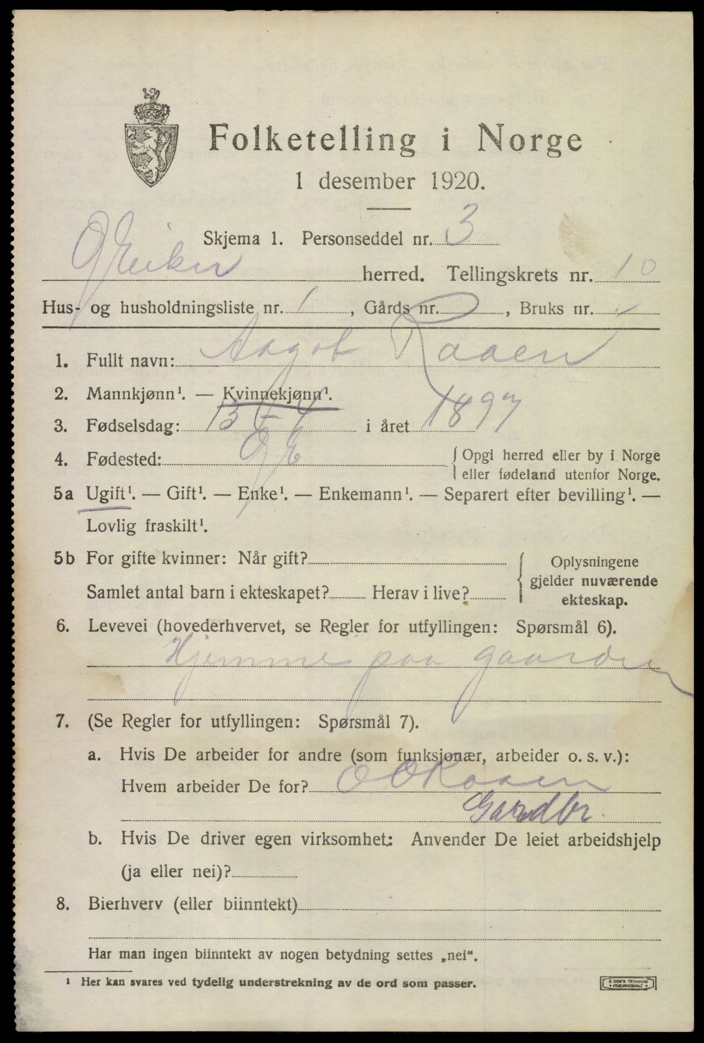 SAKO, 1920 census for Øvre Eiker, 1920, p. 16364