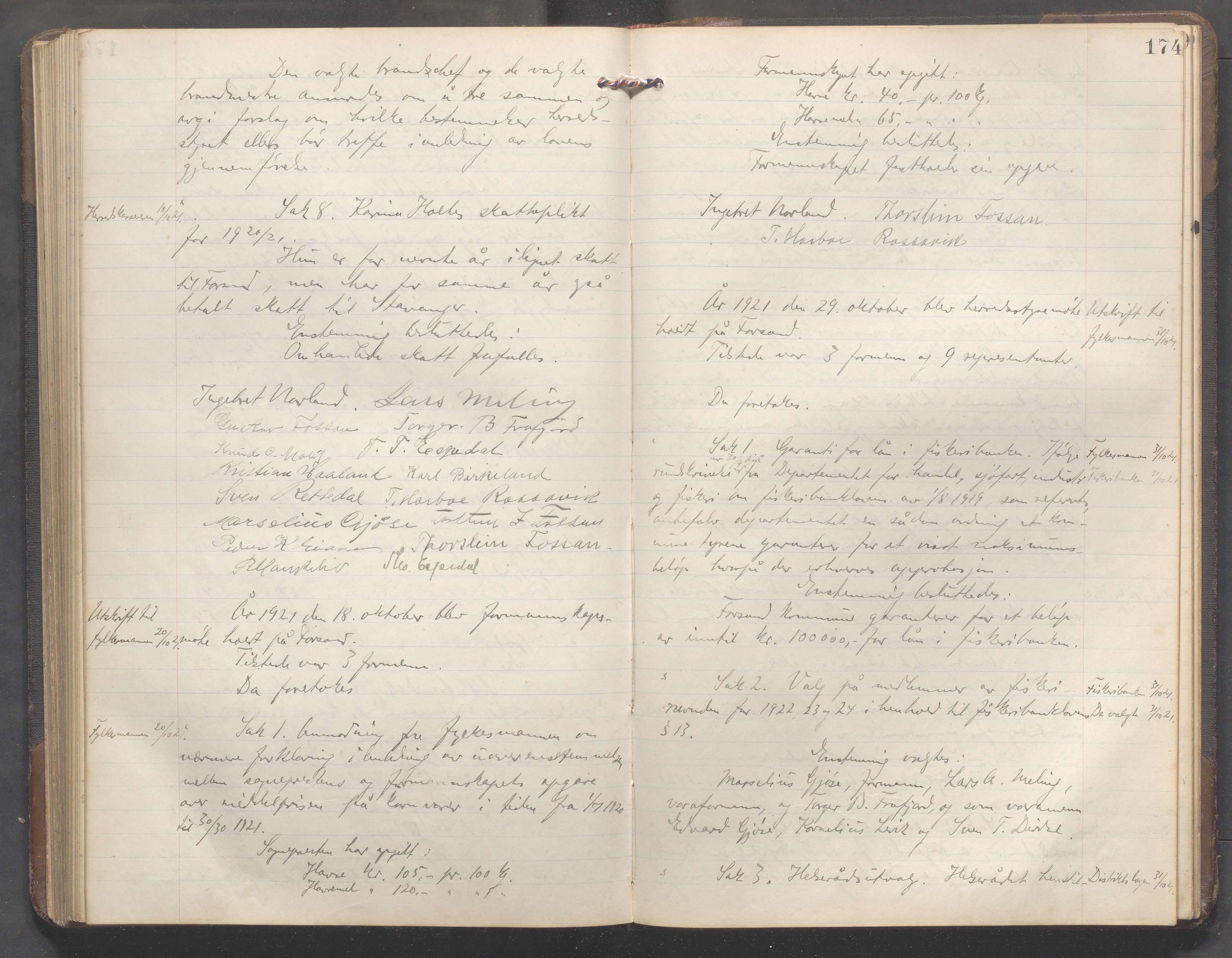 Forsand kommune - Formannskapet / Rådmannskontoret, IKAR/K-101601/A/Aa/Aaa/L0003: Møtebok, 1912-1922, p. 174