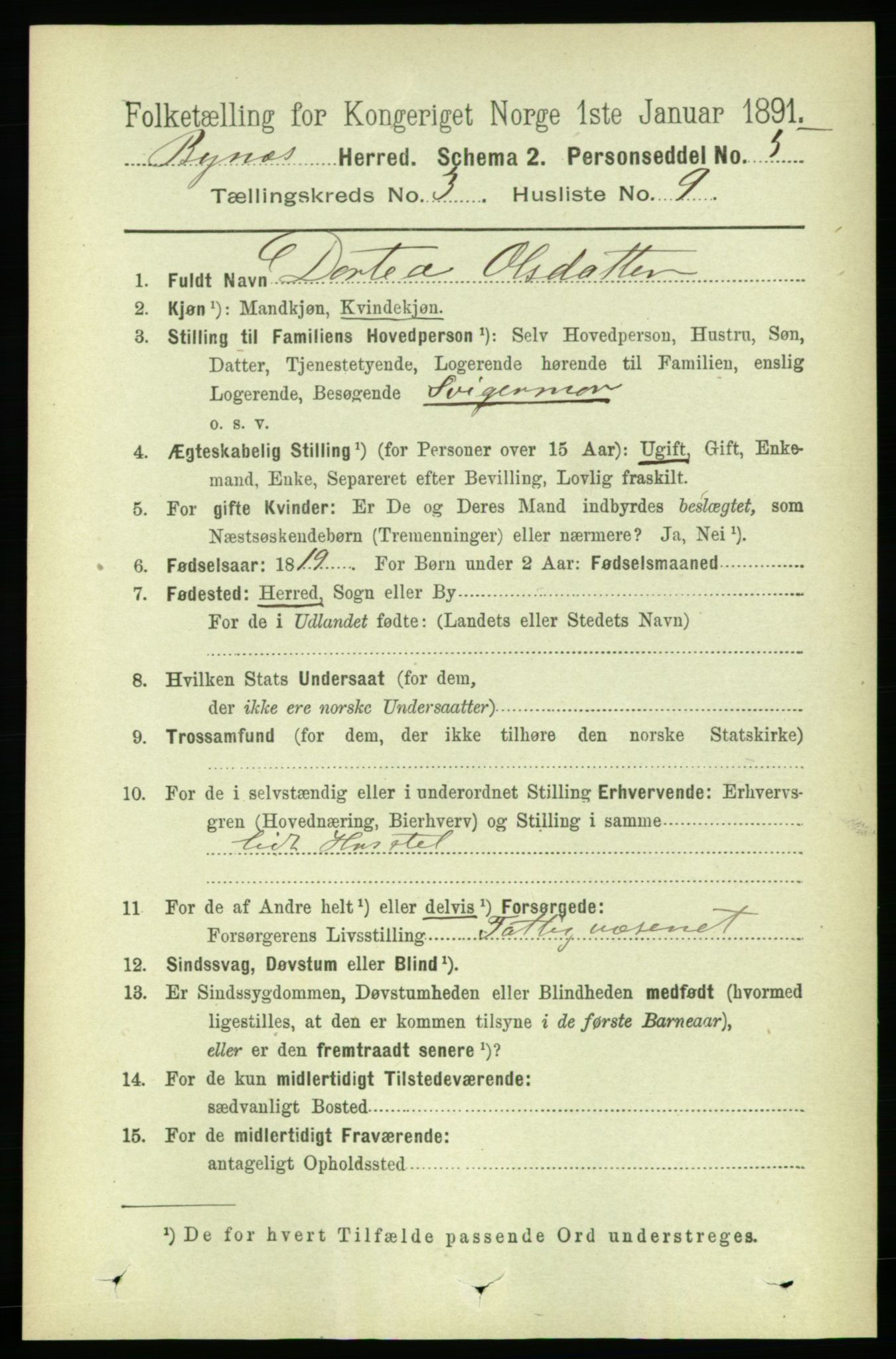 RA, 1891 census for 1655 Byneset, 1891, p. 1332