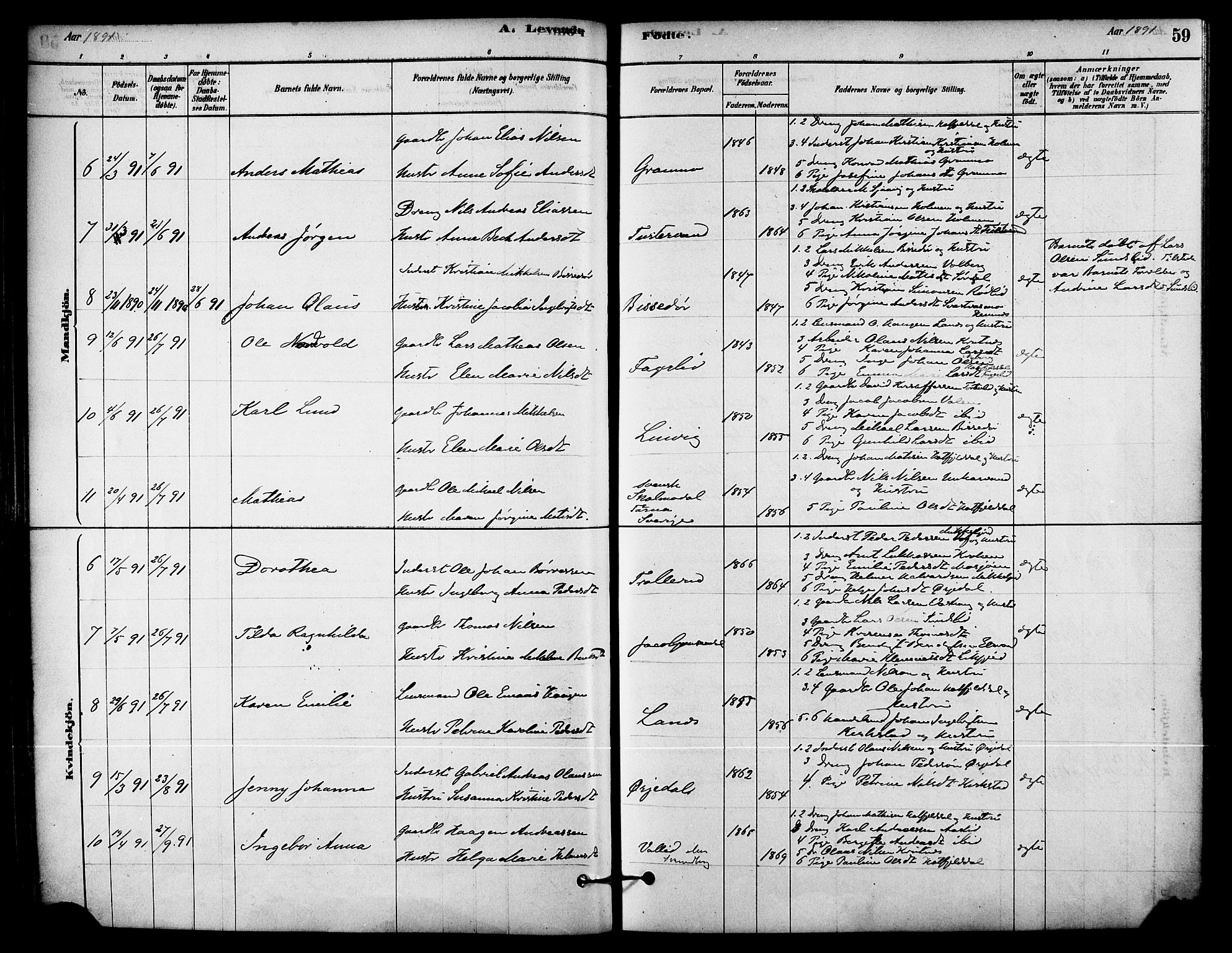 Ministerialprotokoller, klokkerbøker og fødselsregistre - Nordland, AV/SAT-A-1459/823/L0325: Parish register (official) no. 823A02, 1878-1898, p. 59