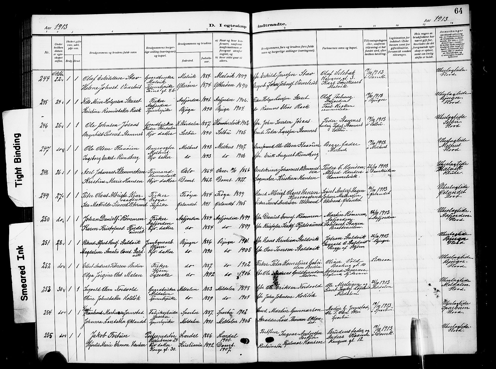 Ministerialprotokoller, klokkerbøker og fødselsregistre - Sør-Trøndelag, AV/SAT-A-1456/601/L0097: Parish register (copy) no. 601C15, 1911-1921, p. 64