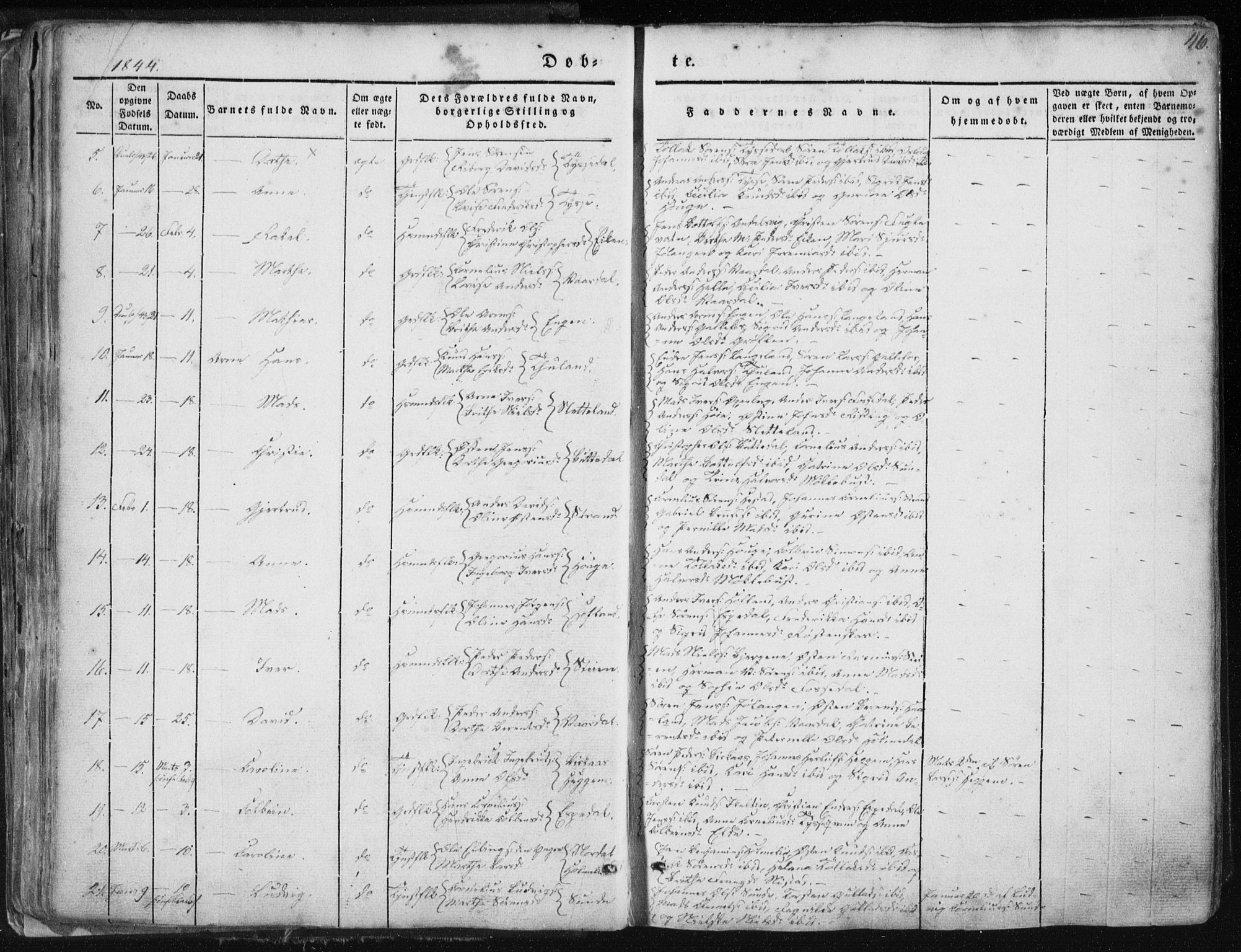 Fjaler sokneprestembete, AV/SAB-A-79801/H/Haa/Haaa/L0006: Parish register (official) no. A 6, 1835-1884, p. 46