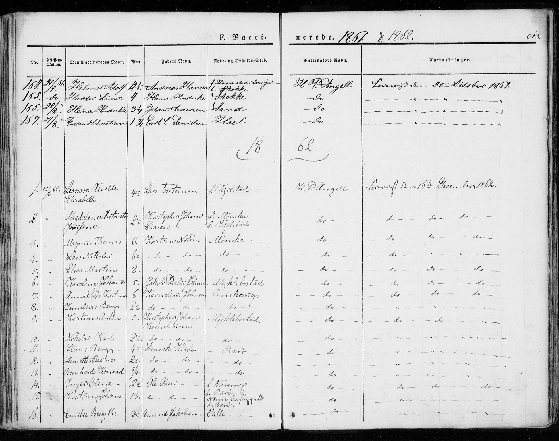 Ministerialprotokoller, klokkerbøker og fødselsregistre - Nordland, SAT/A-1459/872/L1033: Parish register (official) no. 872A08, 1840-1863, p. 613