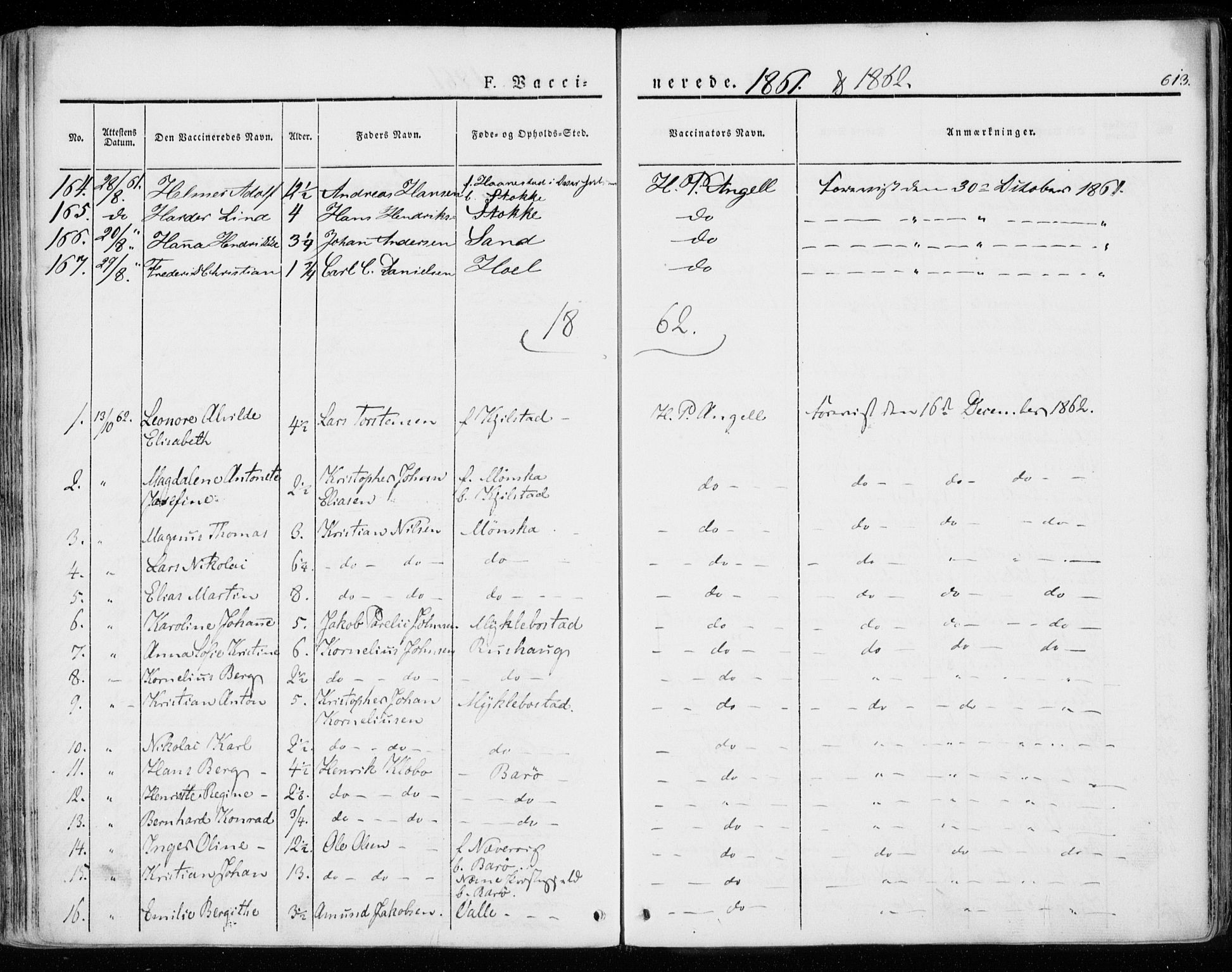 Ministerialprotokoller, klokkerbøker og fødselsregistre - Nordland, AV/SAT-A-1459/872/L1033: Parish register (official) no. 872A08, 1840-1863, p. 613