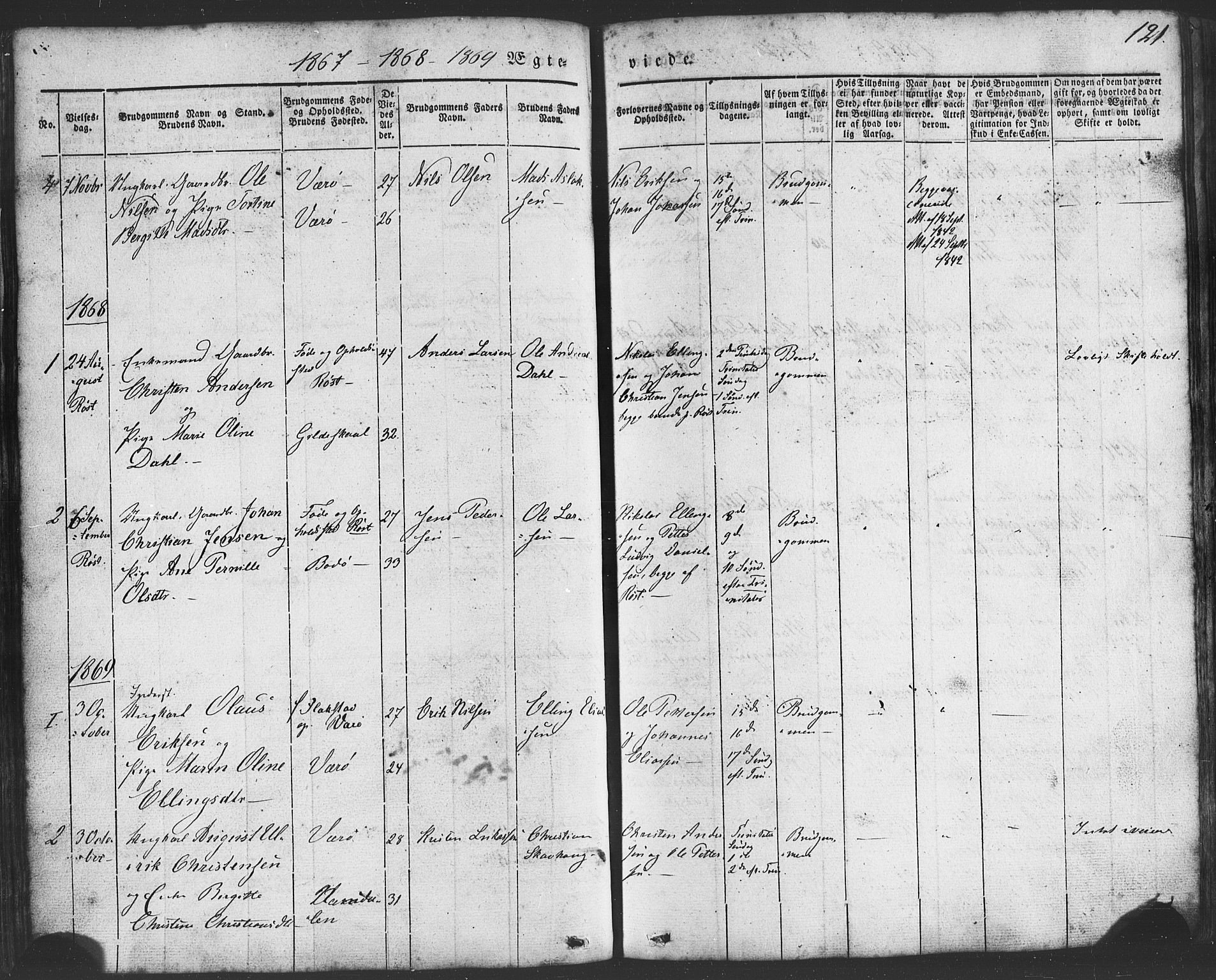 Ministerialprotokoller, klokkerbøker og fødselsregistre - Nordland, SAT/A-1459/807/L0121: Parish register (official) no. 807A04, 1846-1879, p. 121