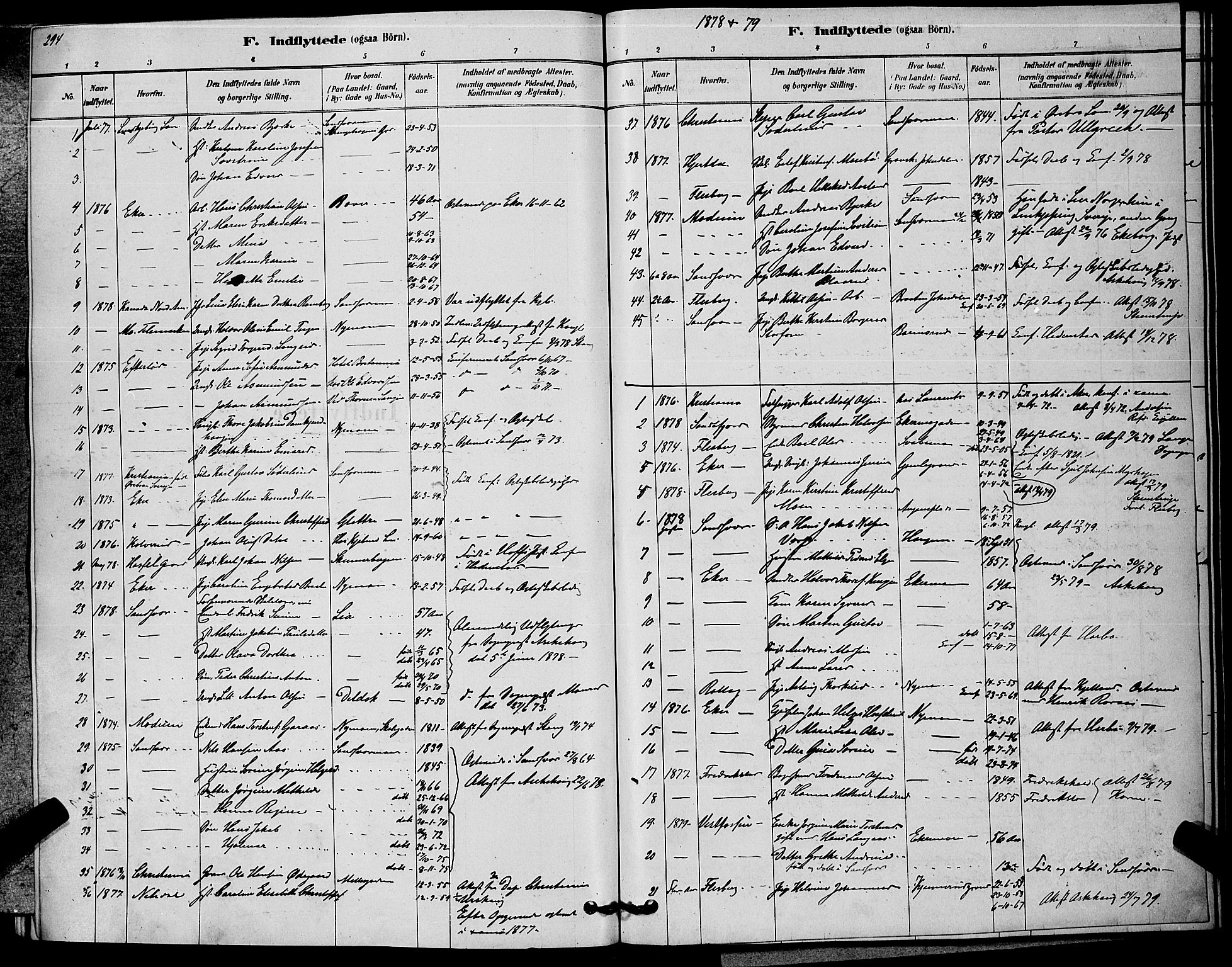 Kongsberg kirkebøker, AV/SAKO-A-22/G/Ga/L0005: Parish register (copy) no. 5, 1878-1889, p. 294