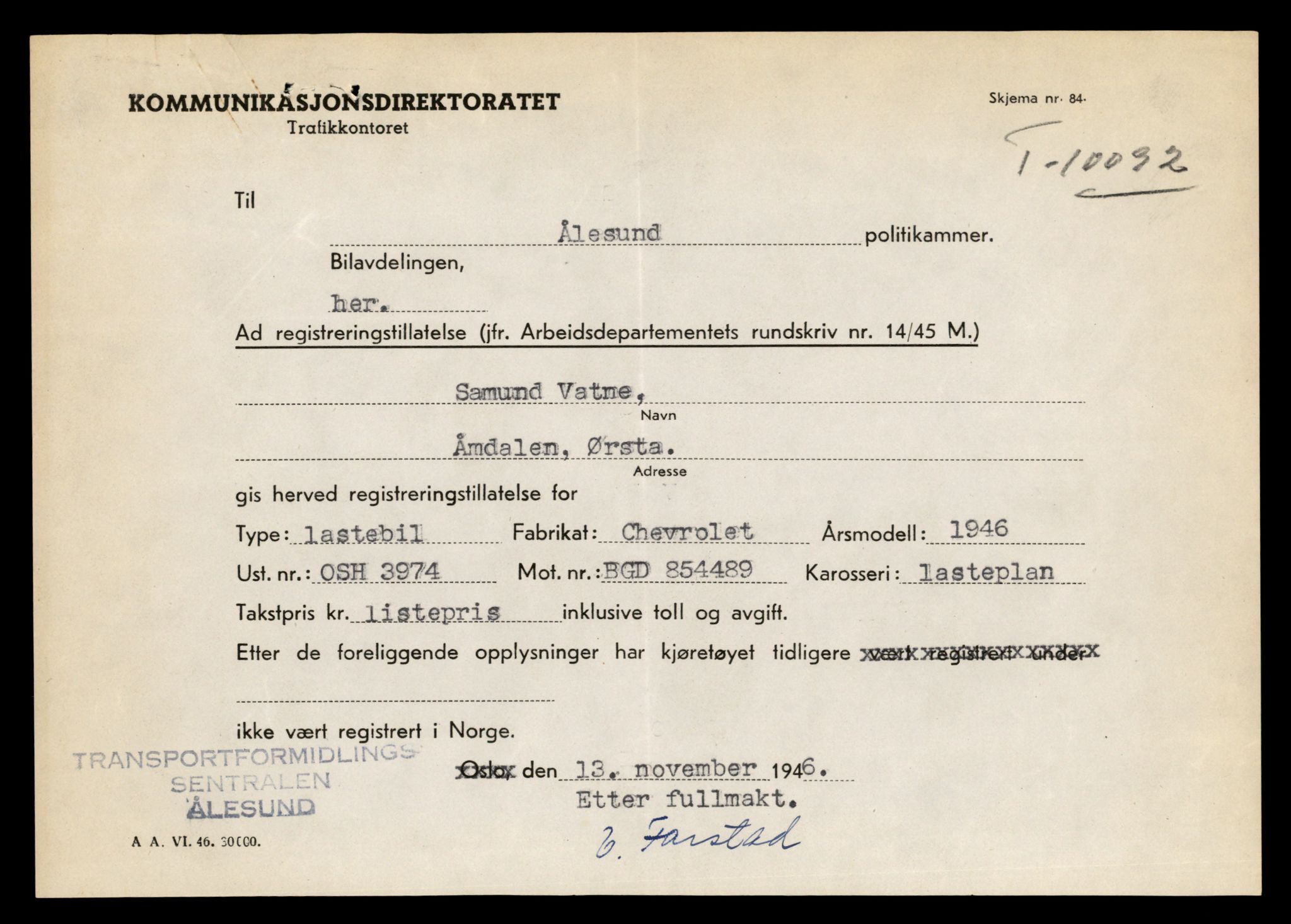 Møre og Romsdal vegkontor - Ålesund trafikkstasjon, AV/SAT-A-4099/F/Fe/L0035: Registreringskort for kjøretøy T 12653 - T 12829, 1927-1998, p. 2056