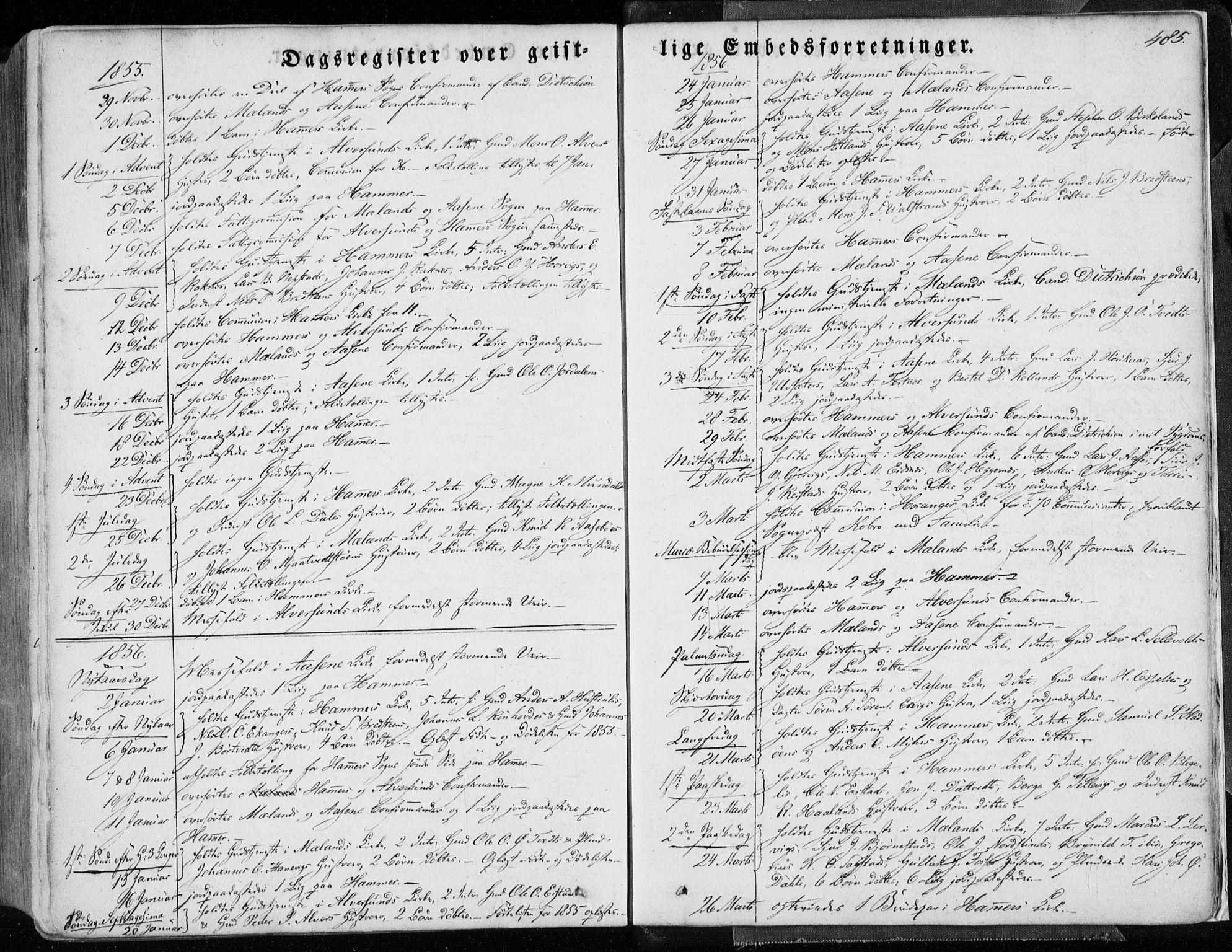 Hamre sokneprestembete, SAB/A-75501/H/Ha/Haa/Haaa/L0013: Parish register (official) no. A 13, 1846-1857, p. 485