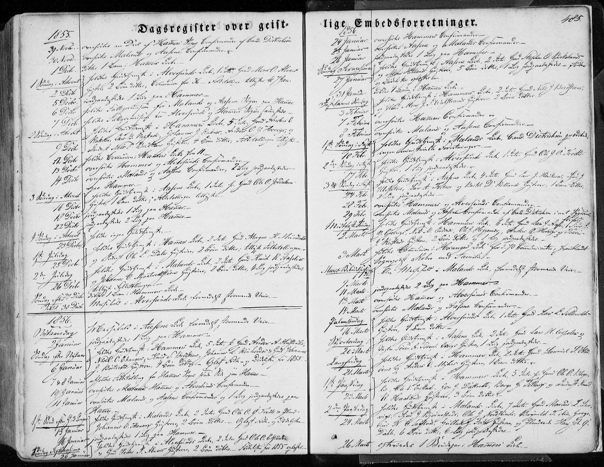 Hamre sokneprestembete, AV/SAB-A-75501/H/Ha/Haa/Haaa/L0013: Parish register (official) no. A 13, 1846-1857, p. 485