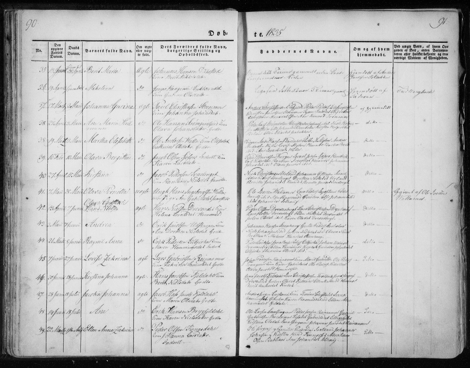 Ministerialprotokoller, klokkerbøker og fødselsregistre - Nordland, AV/SAT-A-1459/825/L0354: Parish register (official) no. 825A08, 1826-1841, p. 90-91