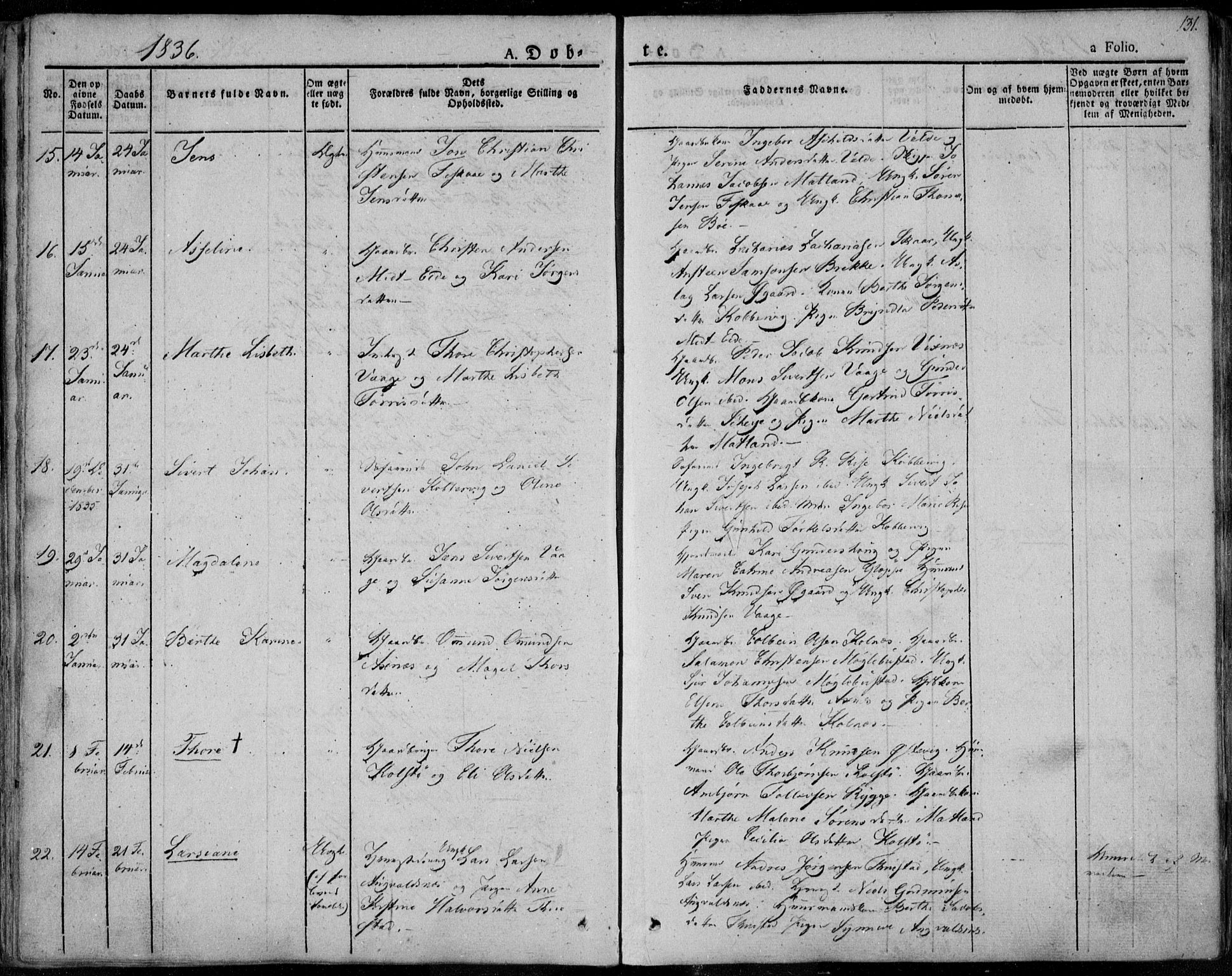 Avaldsnes sokneprestkontor, SAST/A -101851/H/Ha/Haa/L0005: Parish register (official) no. A 5.1, 1825-1841, p. 131