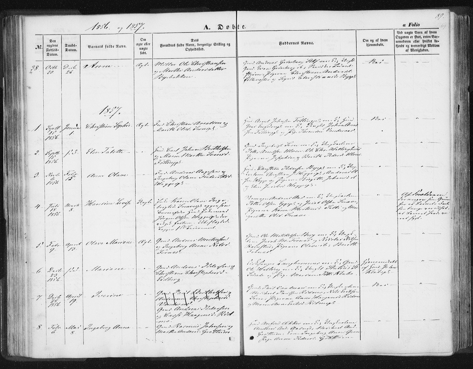 Ministerialprotokoller, klokkerbøker og fødselsregistre - Nord-Trøndelag, SAT/A-1458/746/L0446: Parish register (official) no. 746A05, 1846-1859, p. 89