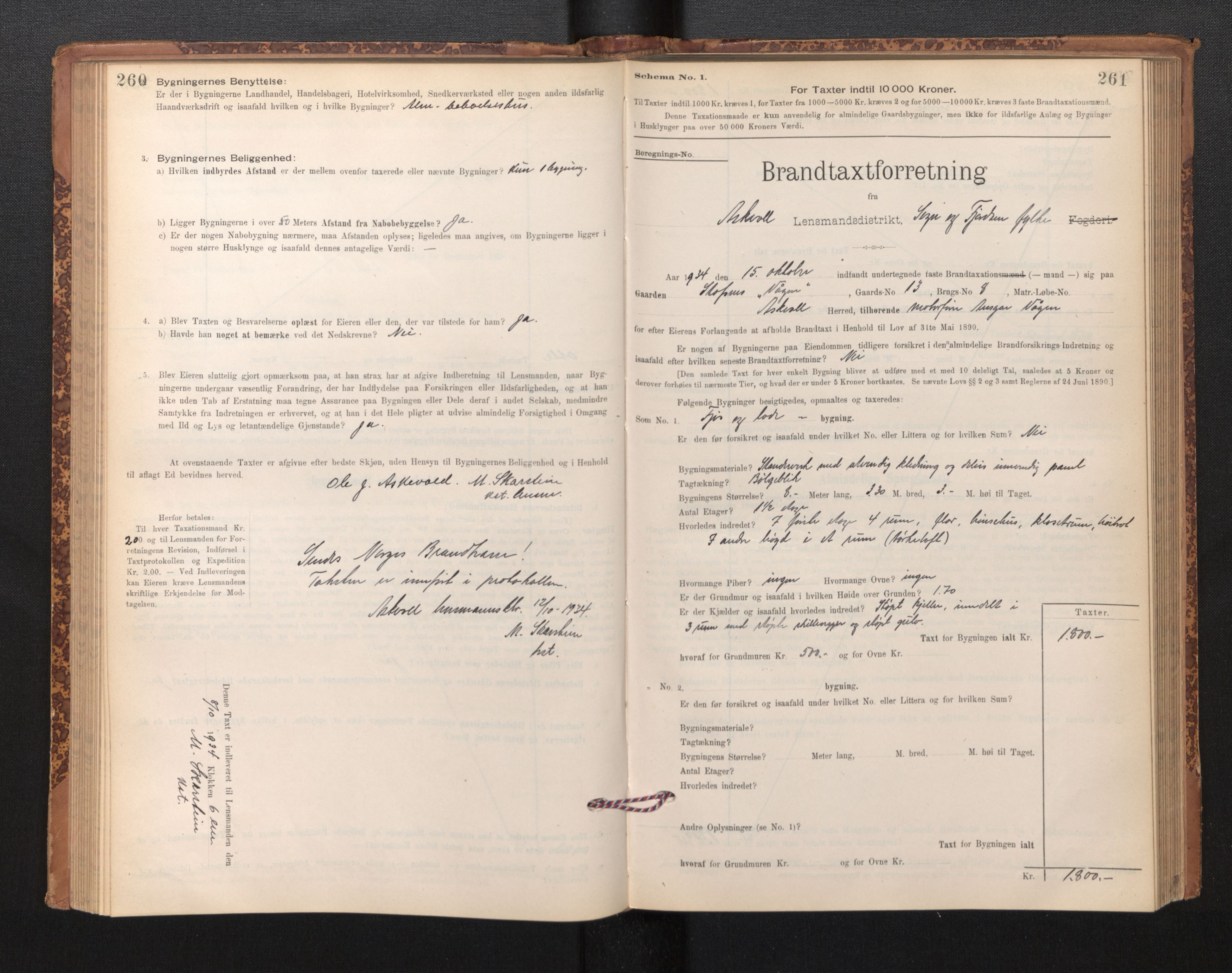 Lensmannen i Askvoll, SAB/A-26301/0012/L0004: Branntakstprotokoll, skjematakst og liste over branntakstmenn, 1895-1932, p. 260-261