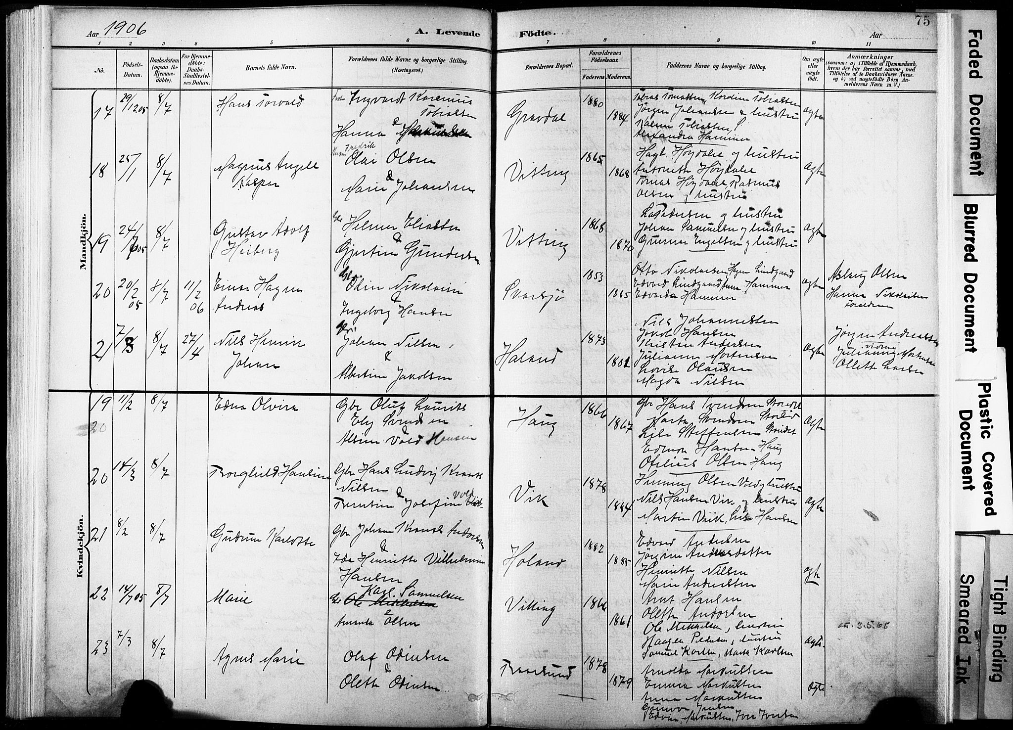 Ministerialprotokoller, klokkerbøker og fødselsregistre - Nordland, SAT/A-1459/881/L1151: Parish register (official) no. 881A04, 1899-1907, p. 75
