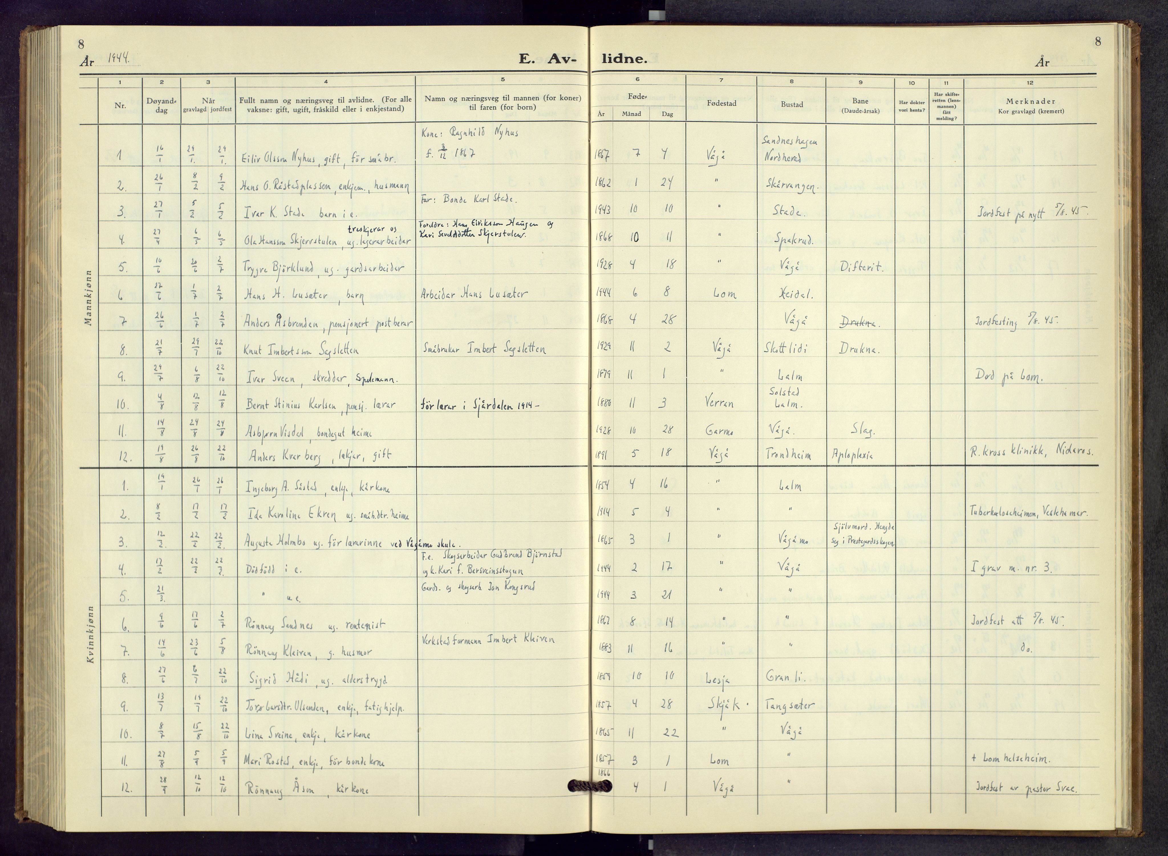 Vågå prestekontor, SAH/PREST-076/H/Ha/Hab/L0003: Parish register (copy) no. 3, 1940-1961, p. 8